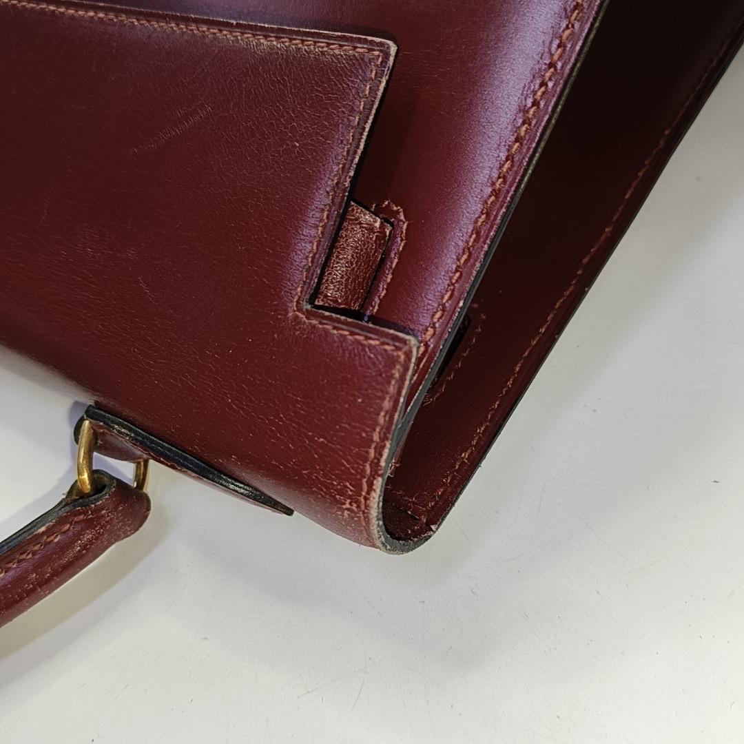 Hermes Kelly 32 Sellier Burgund Box Leder Gold HW 1987 Damen