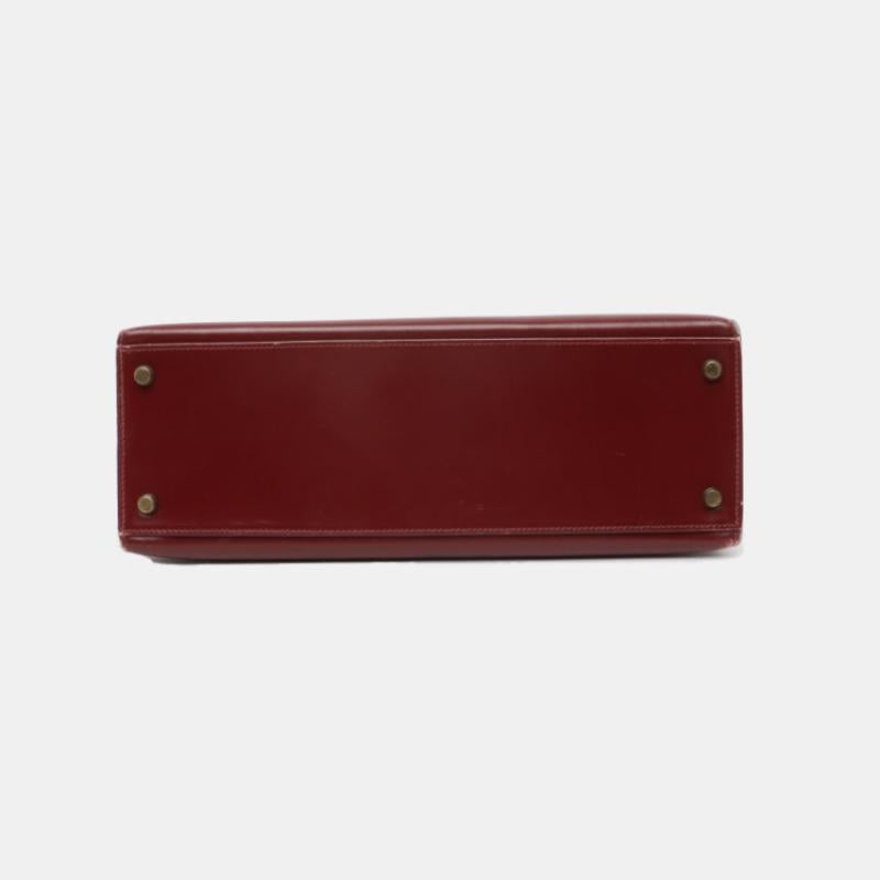 Hermes Kelly 32 Sellier Burgundy Box Leather Gold HW 1987 1