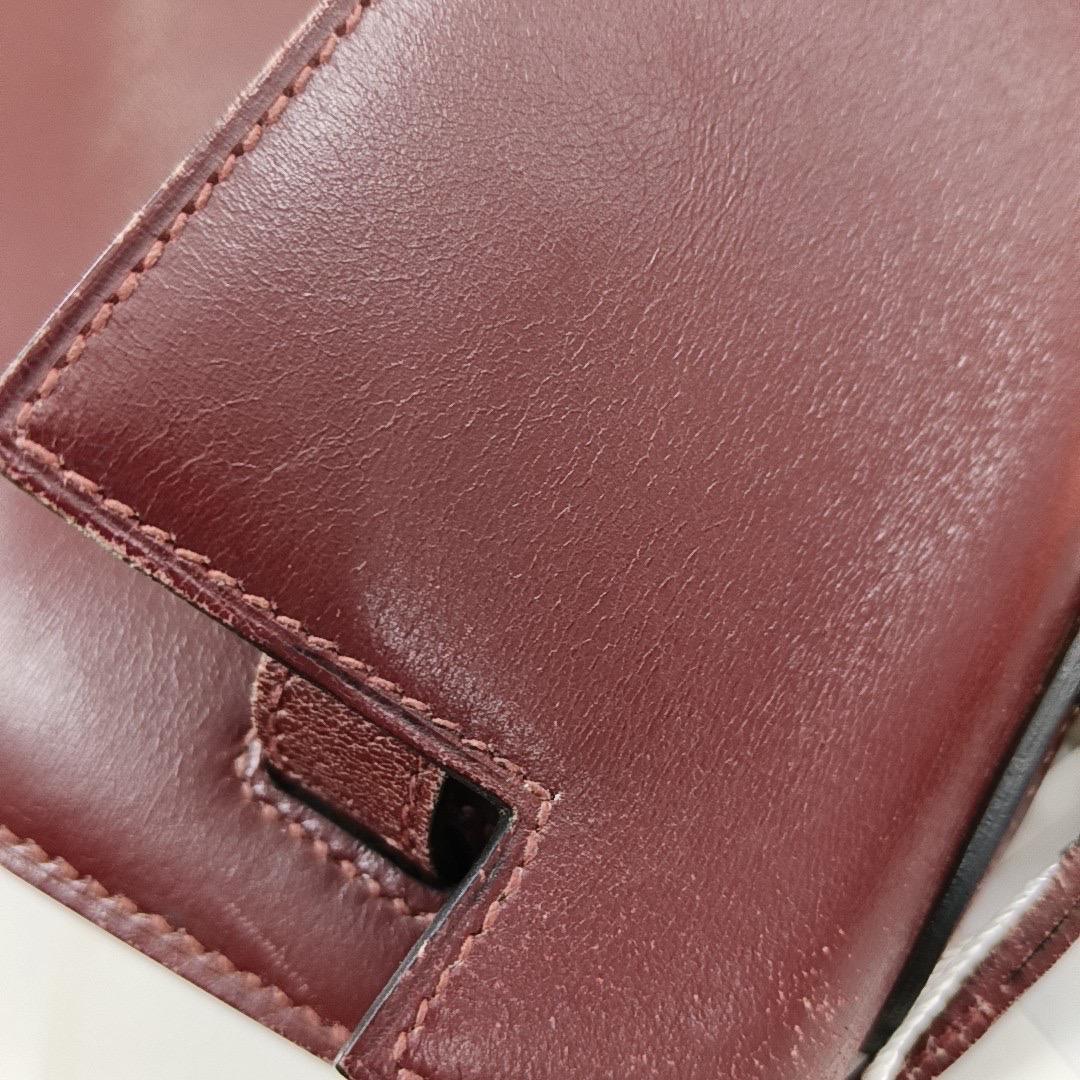 Hermes Kelly 32 Sellier Burgund Box Leder Gold HW 1987 2