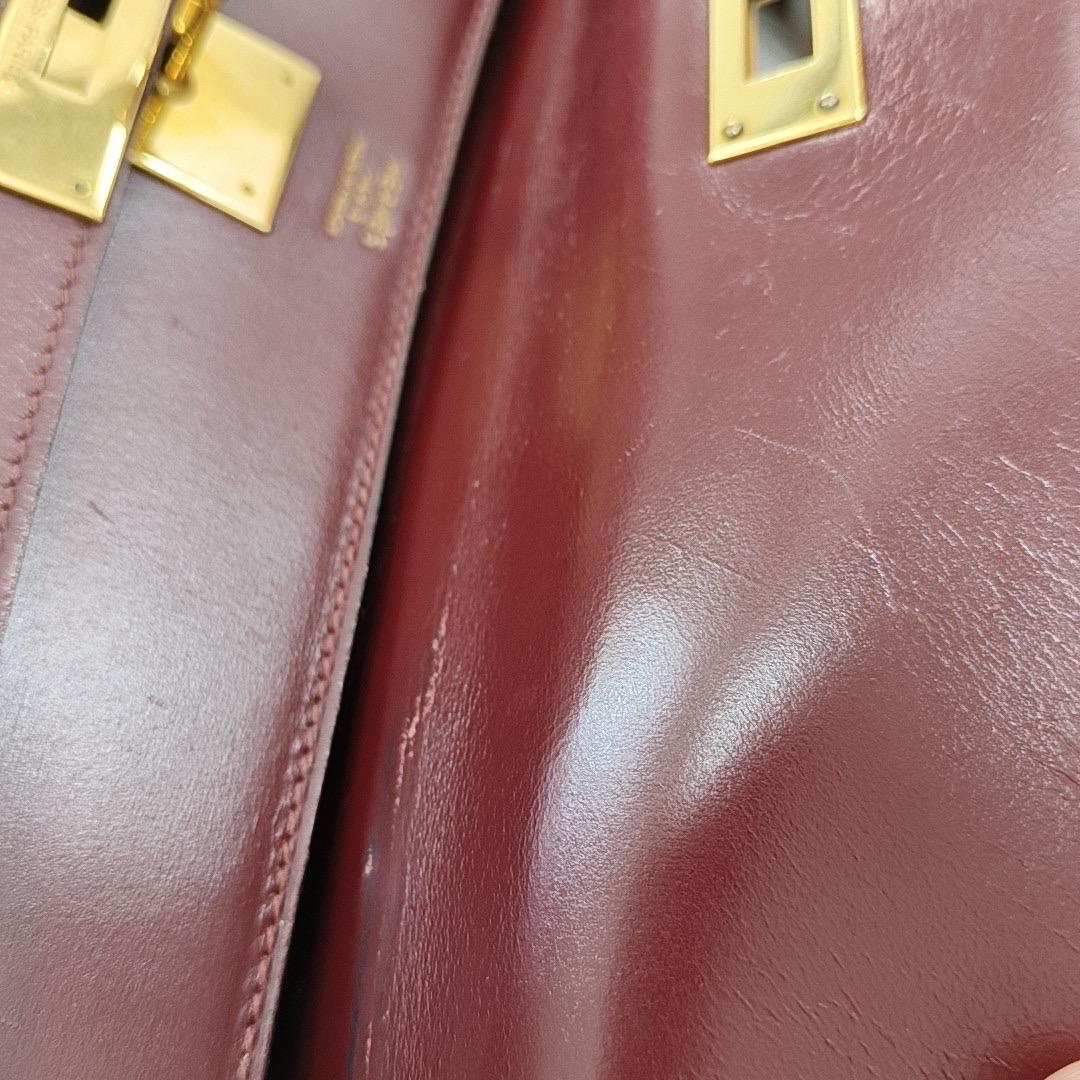 Hermes Kelly 32 Sellier Burgund Box Leder Gold HW 1987 3