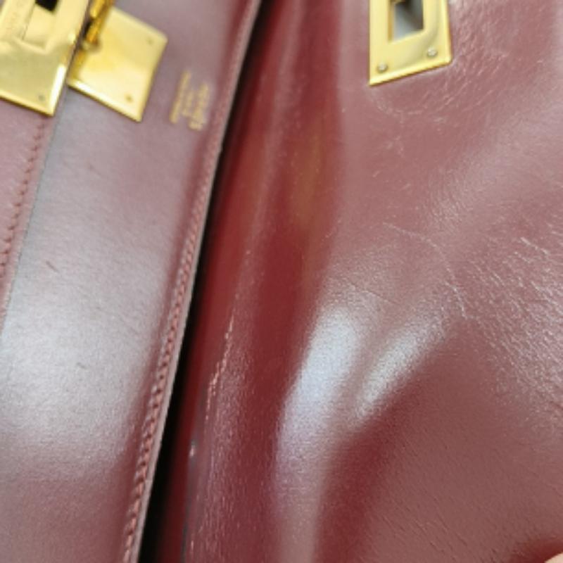 Hermes Kelly 32 Sellier Burgundy Box Leather Gold HW 1987 4