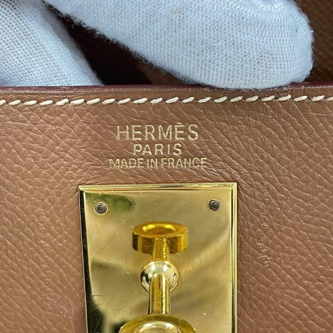 Hermes Kelly 32 Sellier Gold Epsom Leather Gold HW Double Ring 2002 5