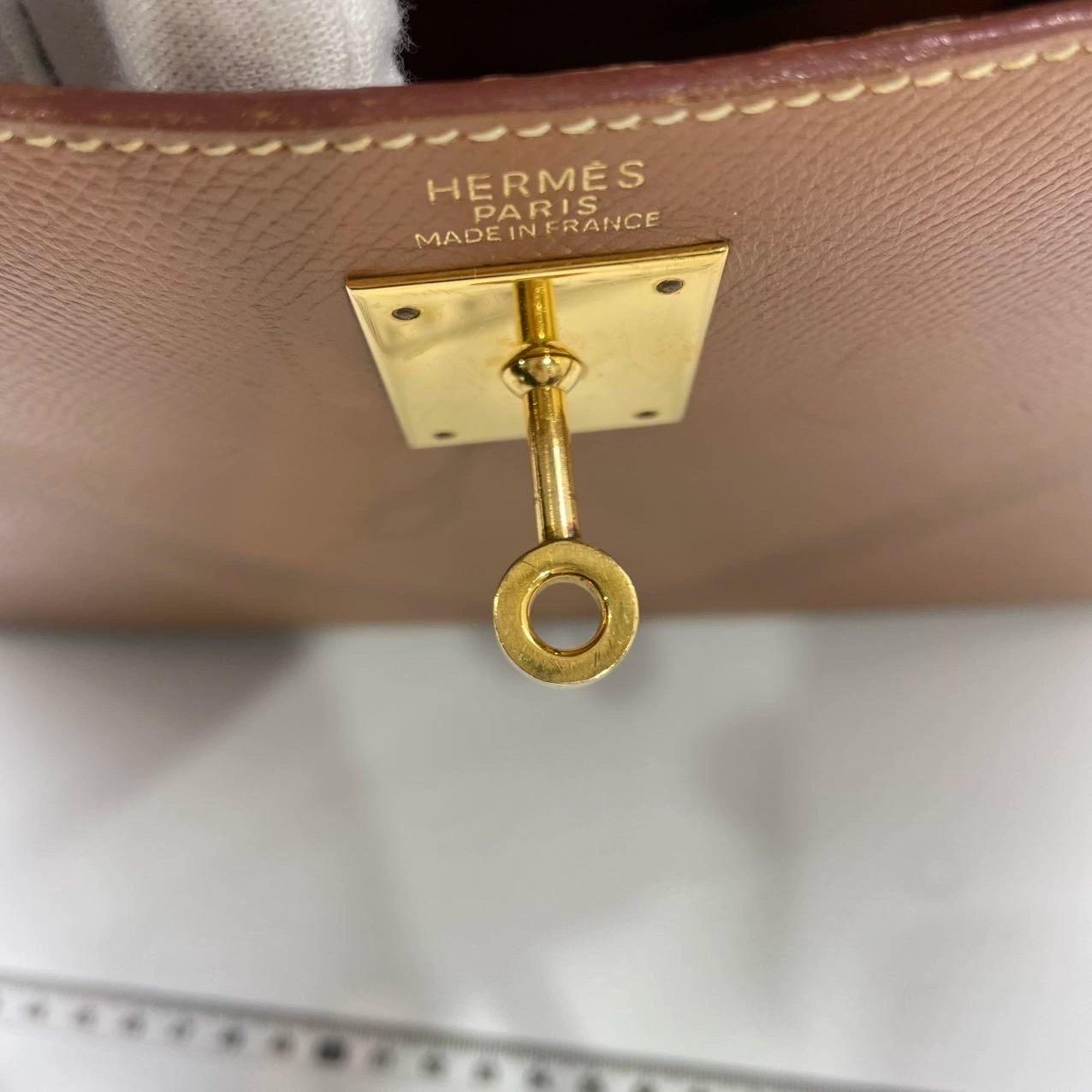 Hermes Kelly 32 Sellier Gold Epsom Leather Gold HW Double Ring 2002 7