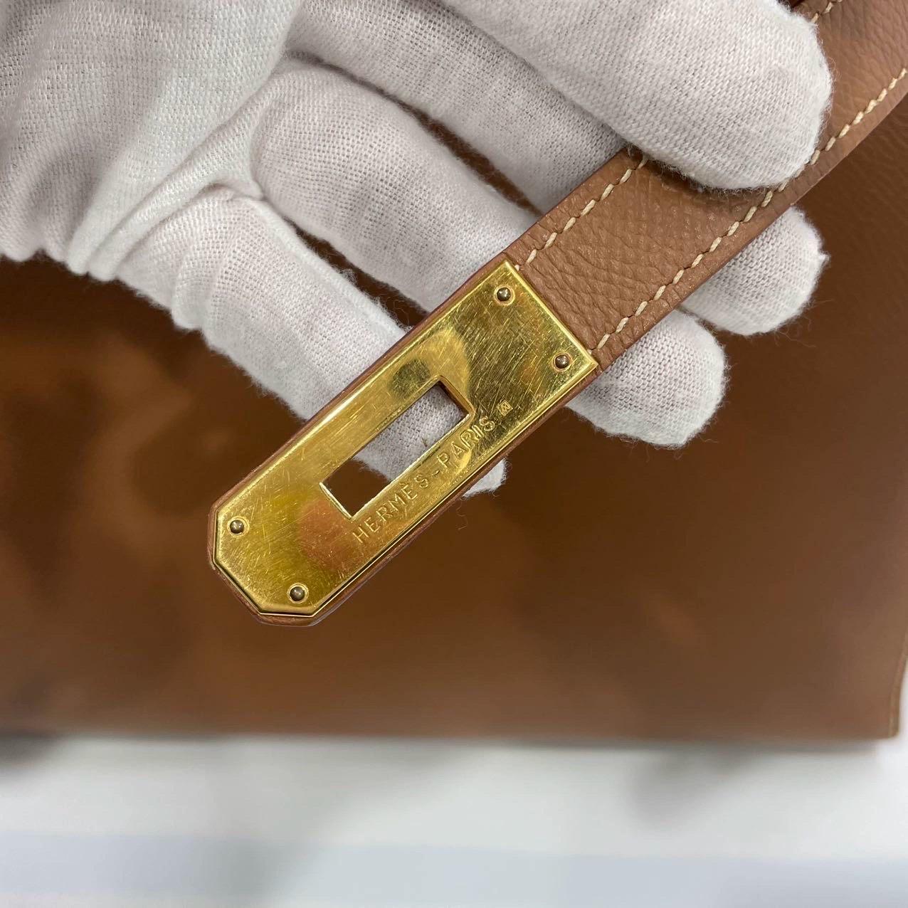Hermes Kelly 32 Sellier Gold Epsom Leather Gold HW Double Ring 2002 8