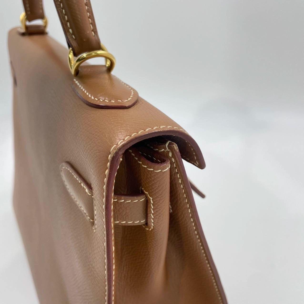 Hermes Kelly 32 Sellier Gold Epsom Leather Gold HW Double Ring 2002 10