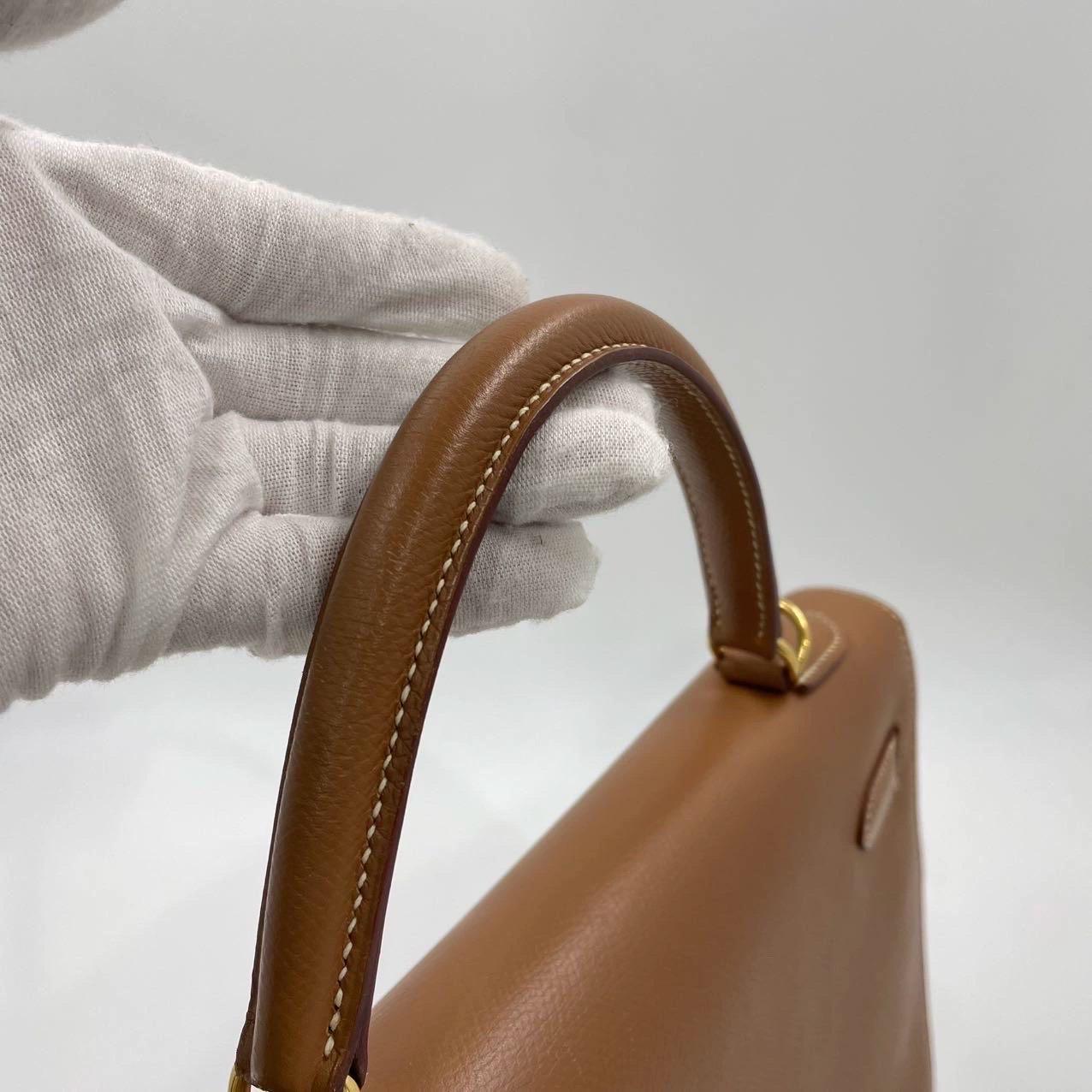 Hermes Kelly 32 Sellier Gold Epsom Leather Gold HW Double Ring 2002 11