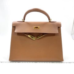 Hermes Kelly 32 Sellier Gold Epsom Leather Gold HW Double Ring 2002