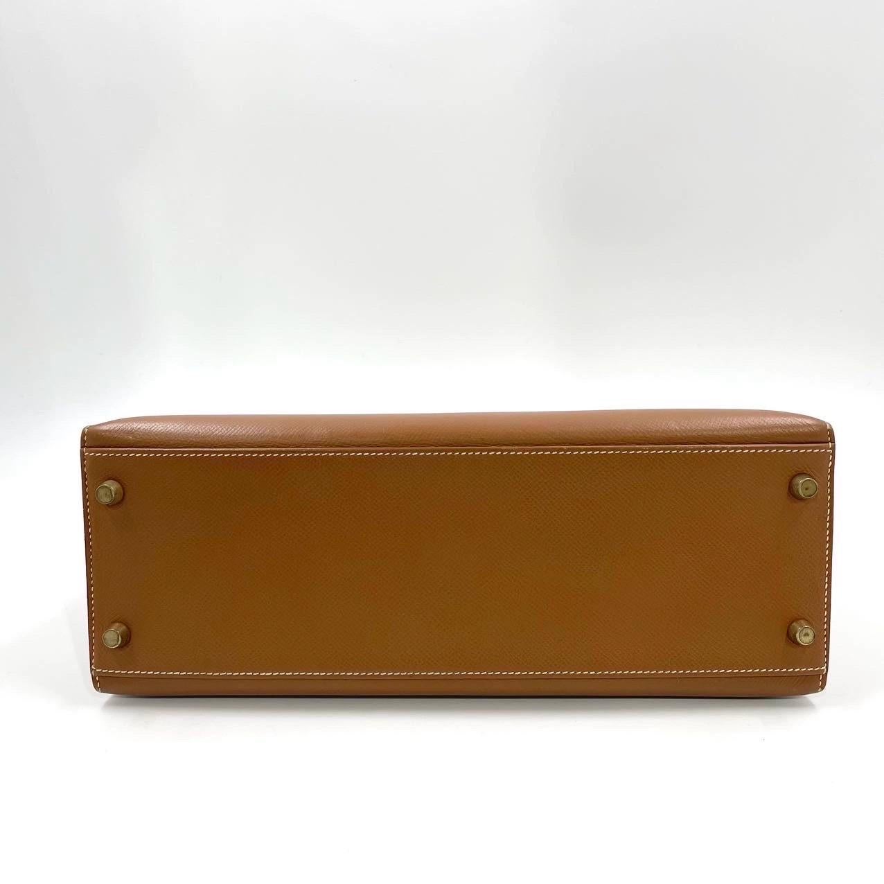 Hermes Kelly 32 Sellier Gold Epsom Leather Gold HW Double Ring 2002 2