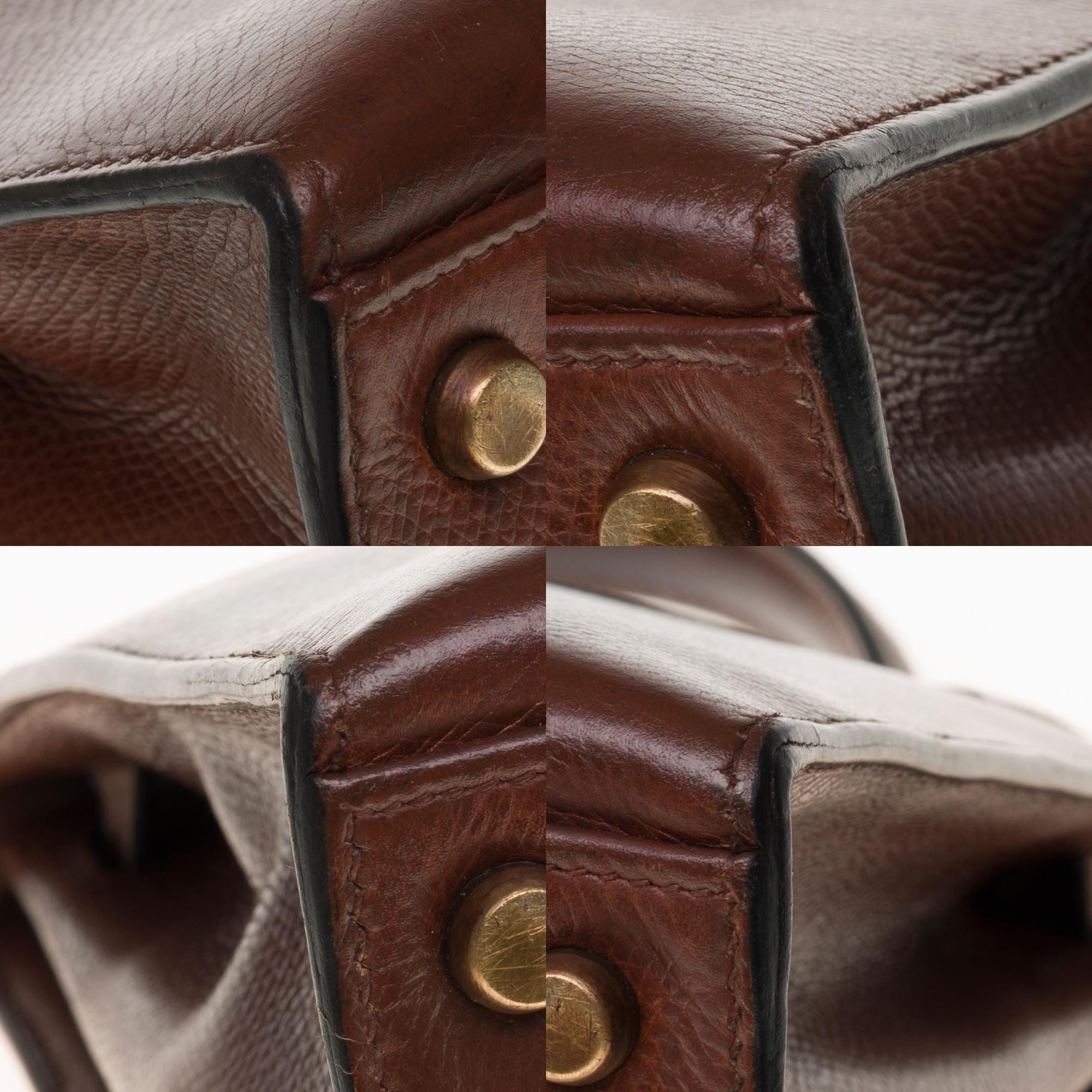 Hermès Kelly 32 sellier Handtasche aus braunem Courchevel Leder und goldenen Beschlägen 5