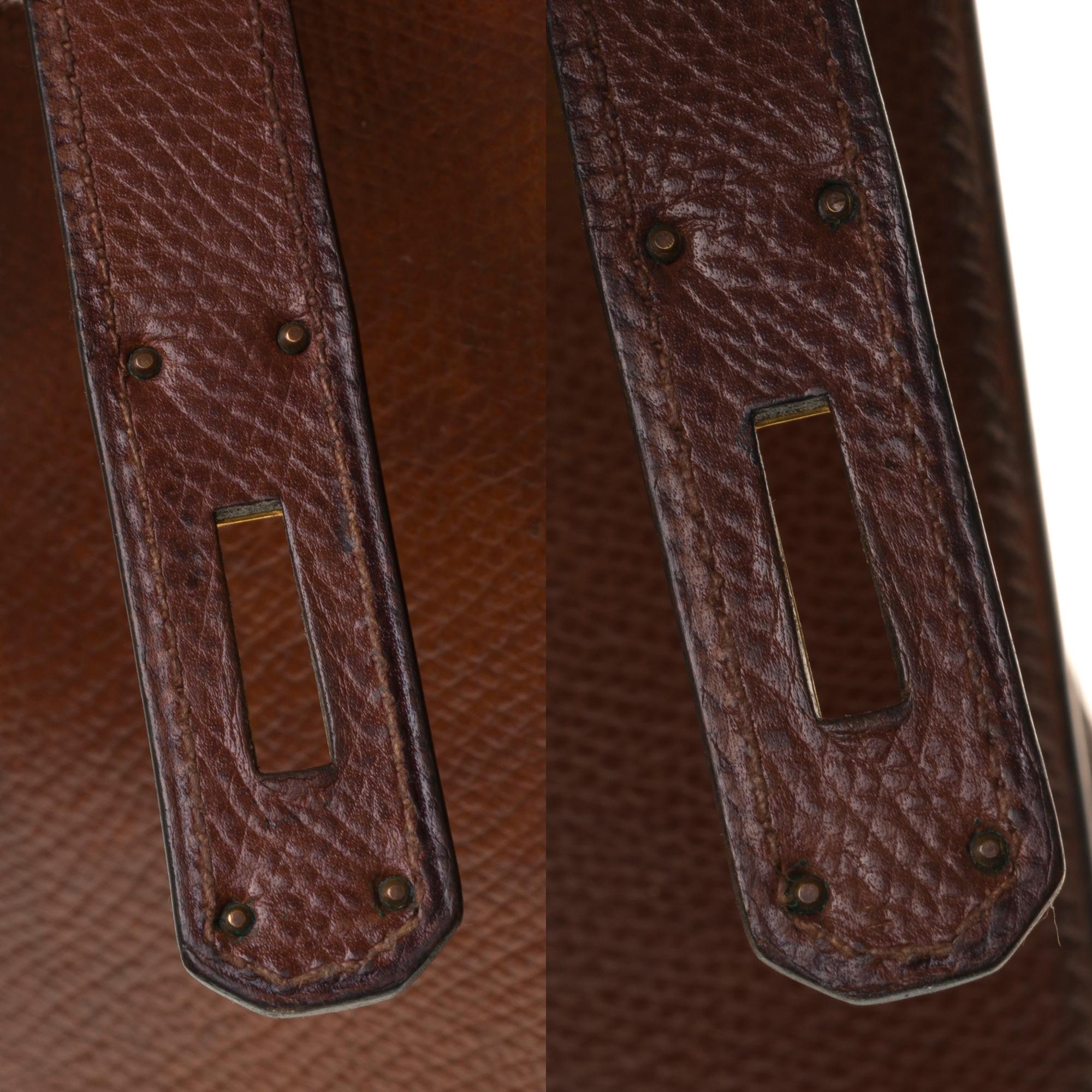 Hermès Kelly 32 sellier Handtasche aus braunem Courchevel Leder und goldenen Beschlägen 1