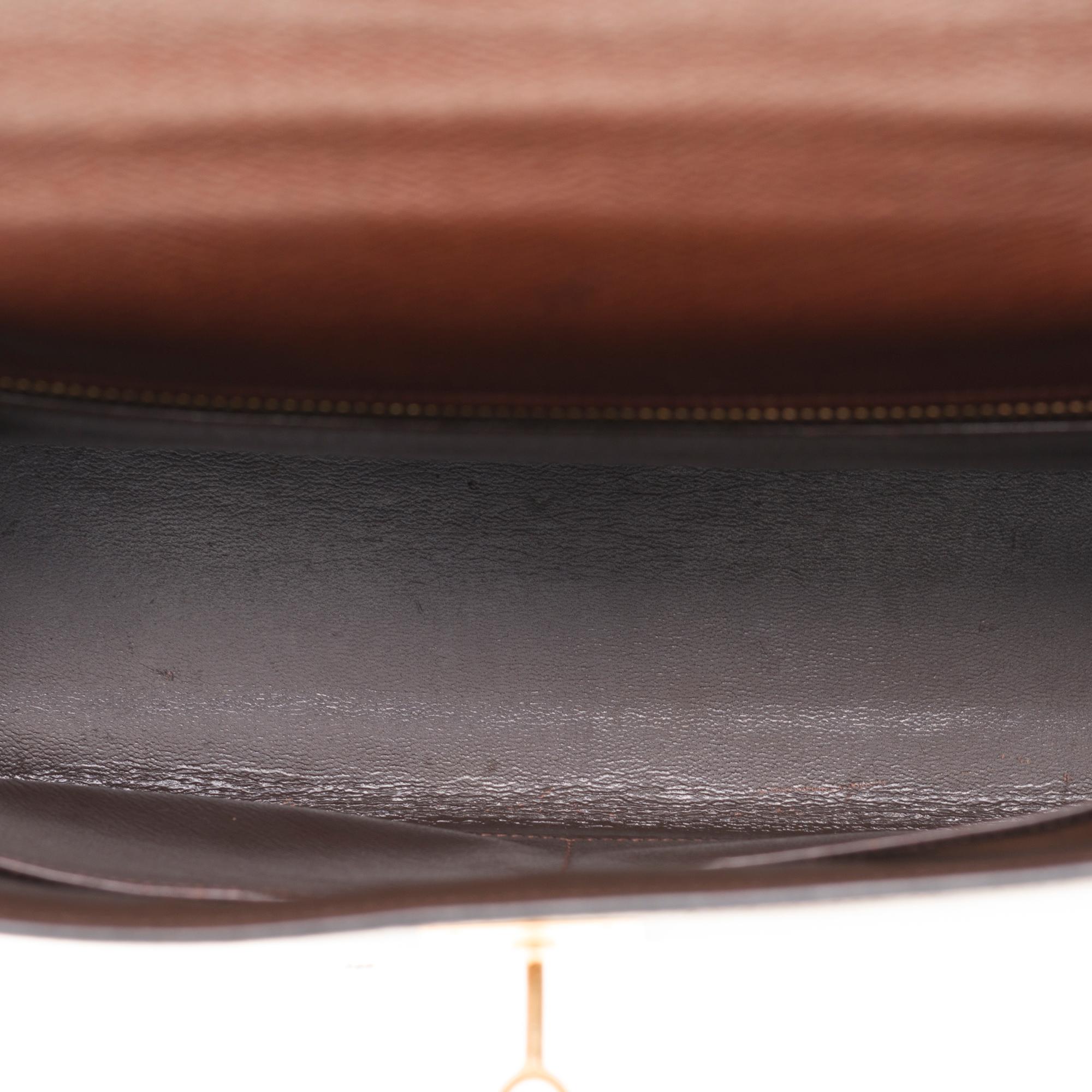 Hermès Kelly 32 sellier Handtasche aus braunem Courchevel Leder und goldenen Beschlägen 2