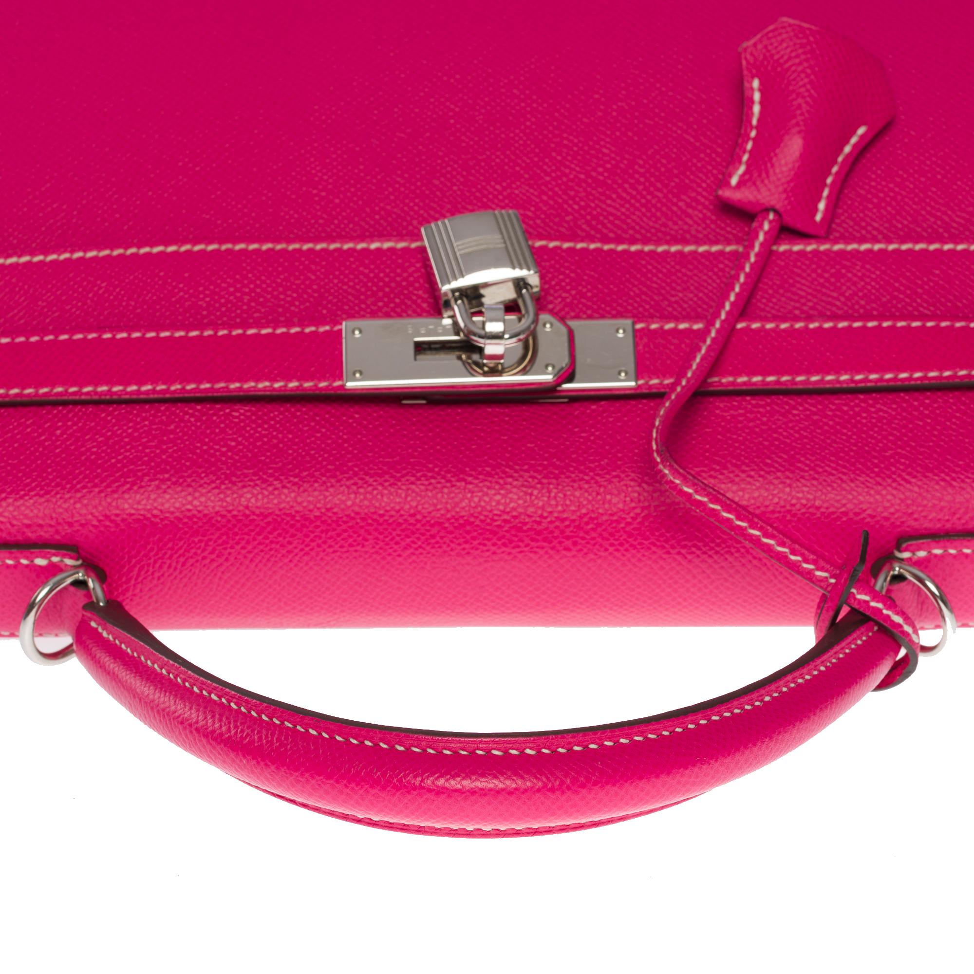 Hermès Kelly 32 sellier handbag strap (HSS) in Pink & purple Epsom leather, SHW 4