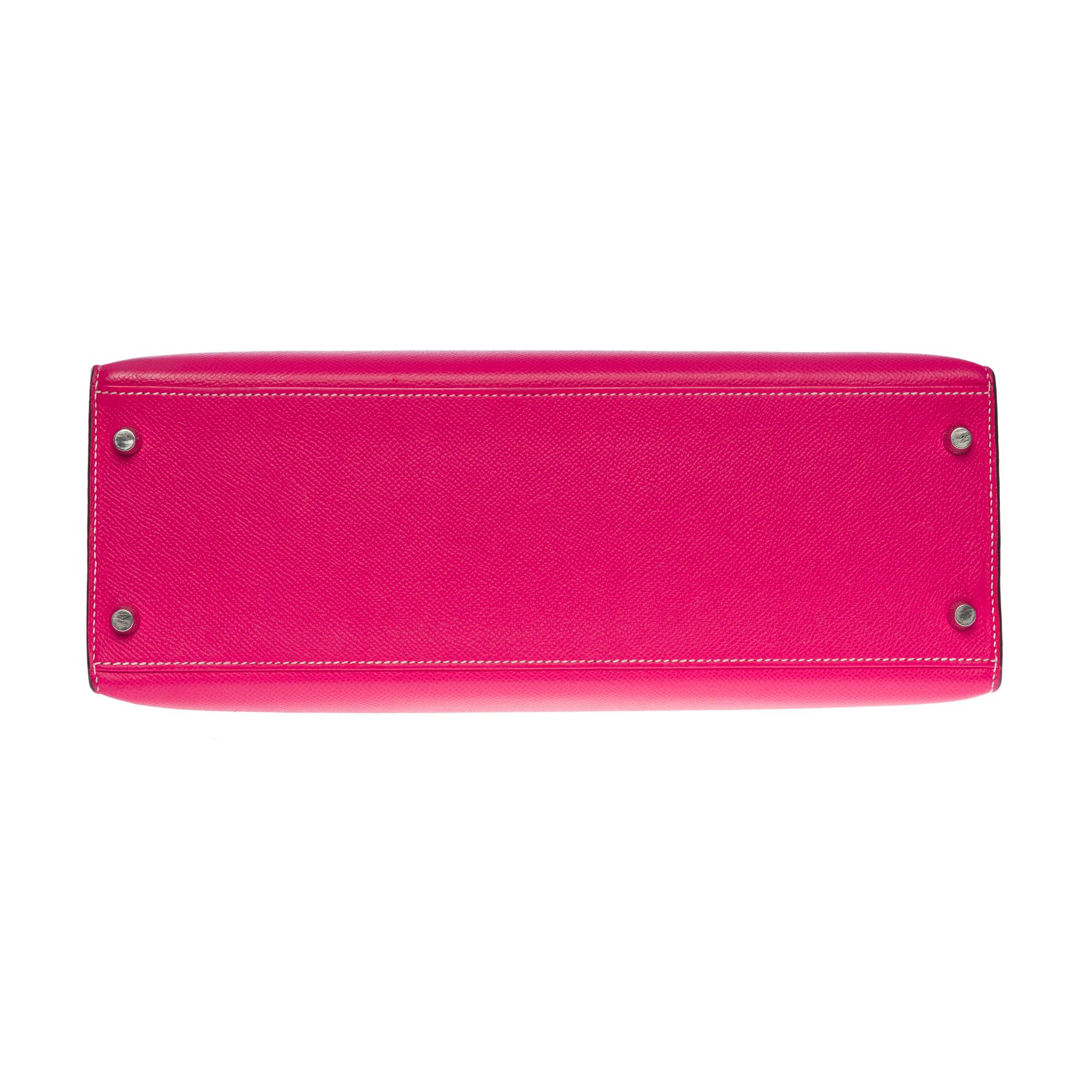 Hermès Kelly 32 sellier handbag strap (HSS) in Pink & purple Epsom leather, SHW 5