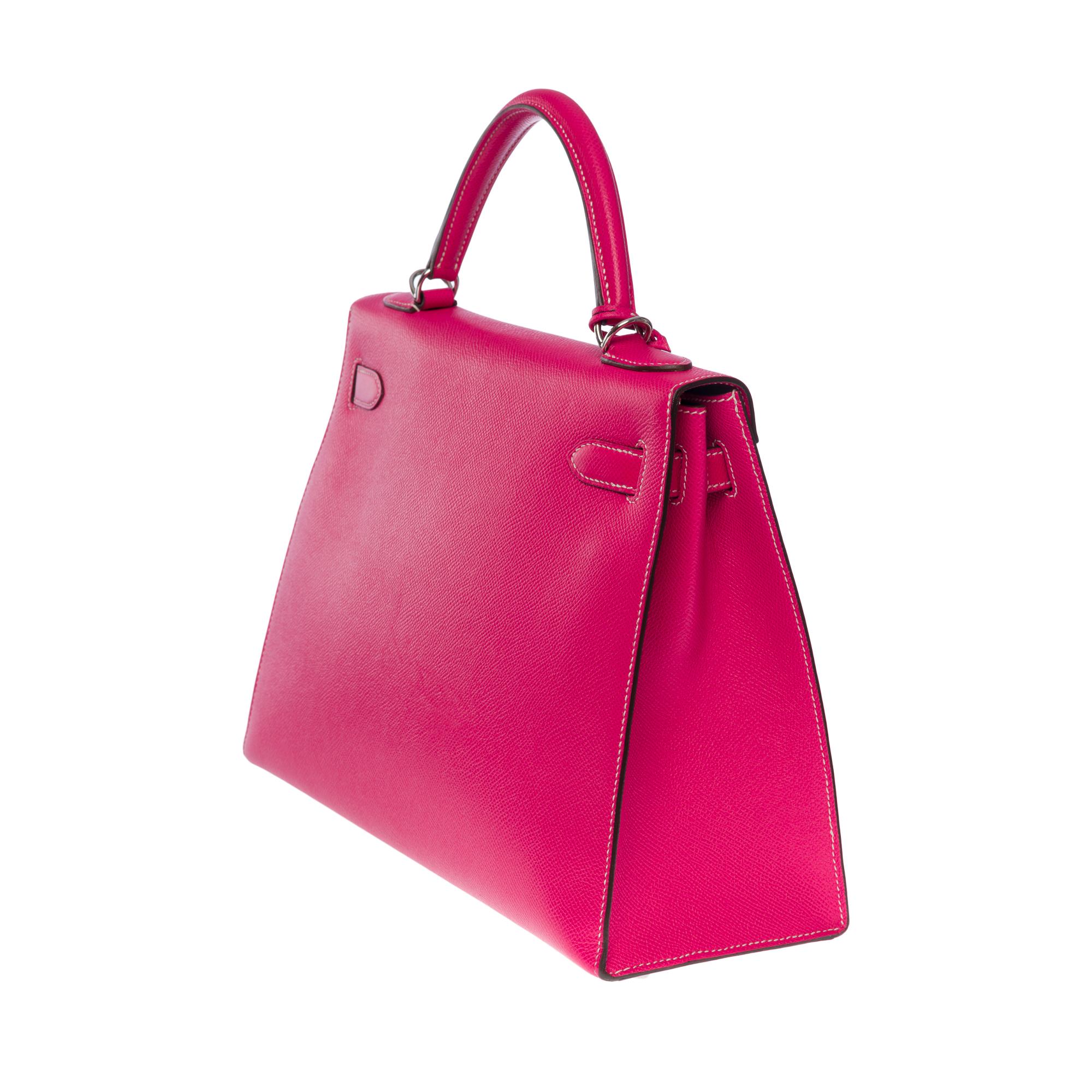 Women's Hermès Kelly 32 sellier handbag strap (HSS) in Pink & purple Epsom leather, SHW