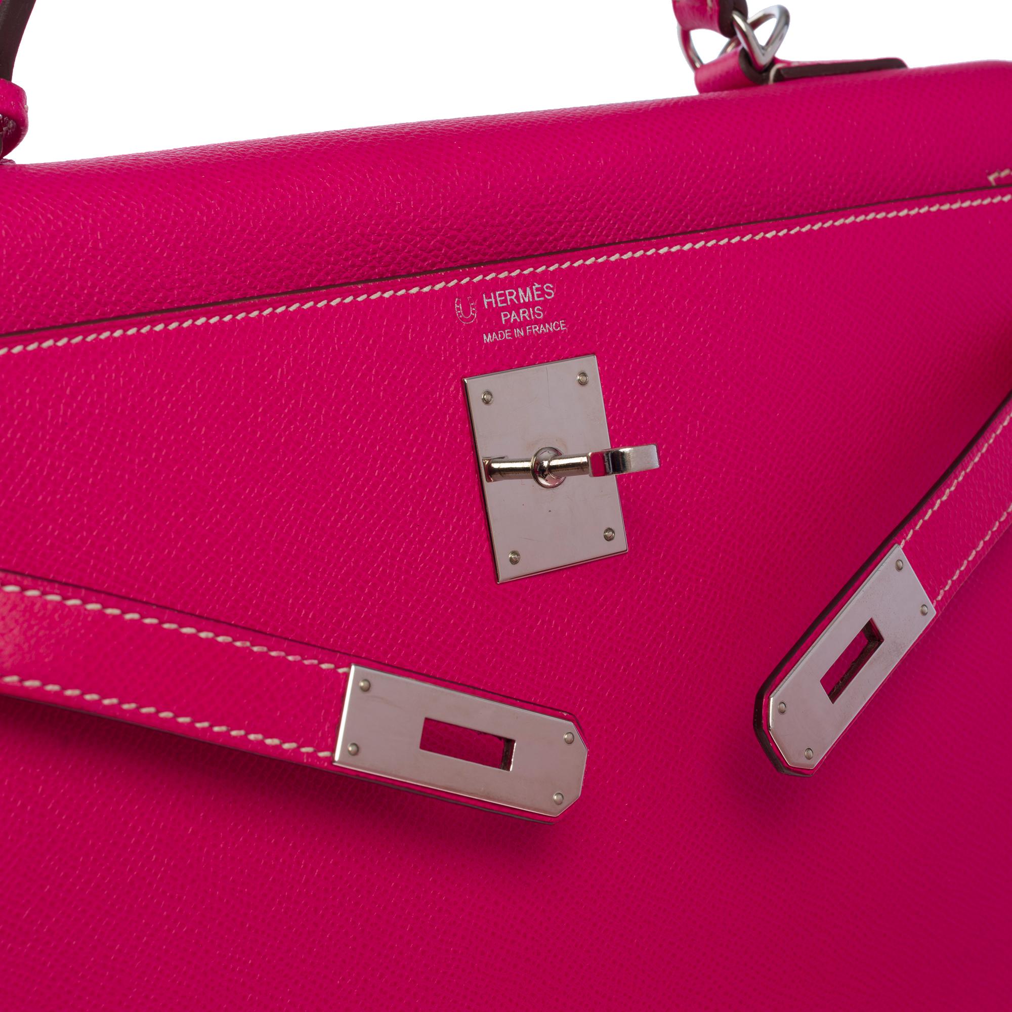 Hermès Kelly 32 sellier handbag strap (HSS) in Pink & purple Epsom leather, SHW 1