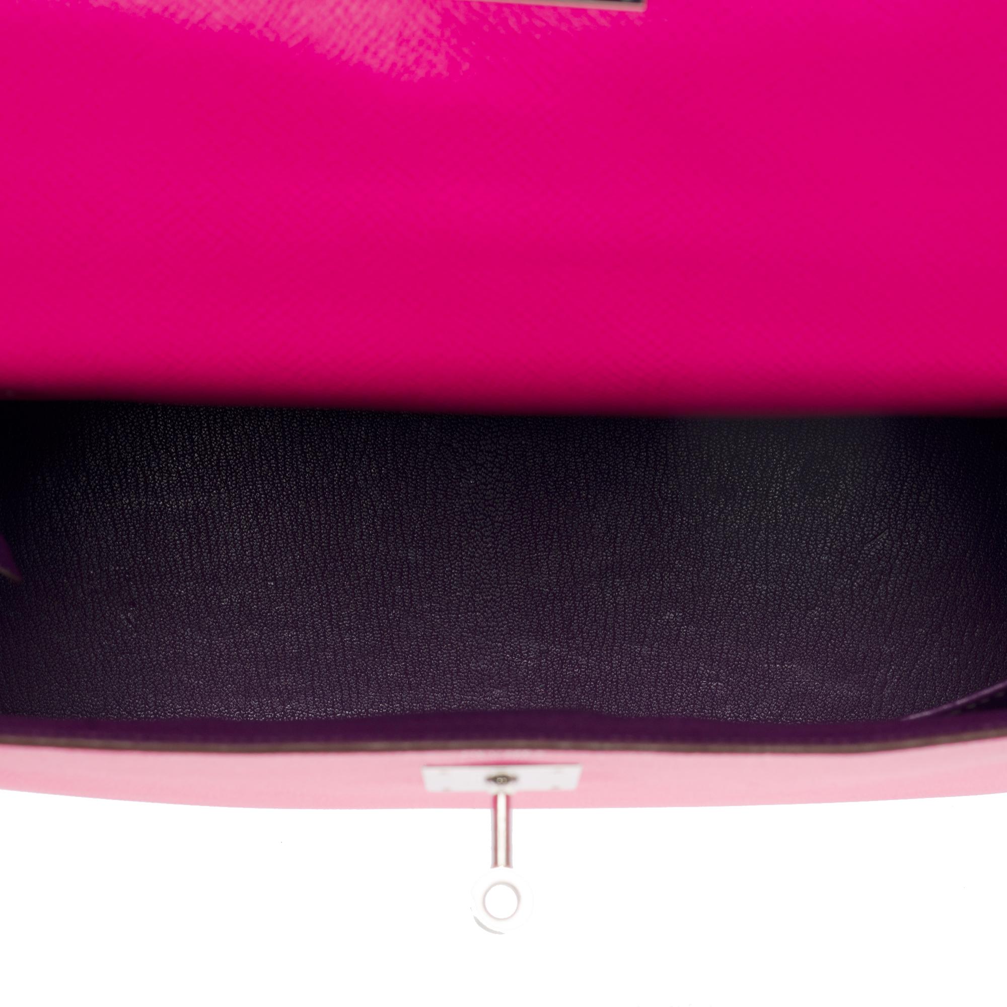 Hermès Kelly 32 sellier handbag strap (HSS) in Pink & purple Epsom leather, SHW 3