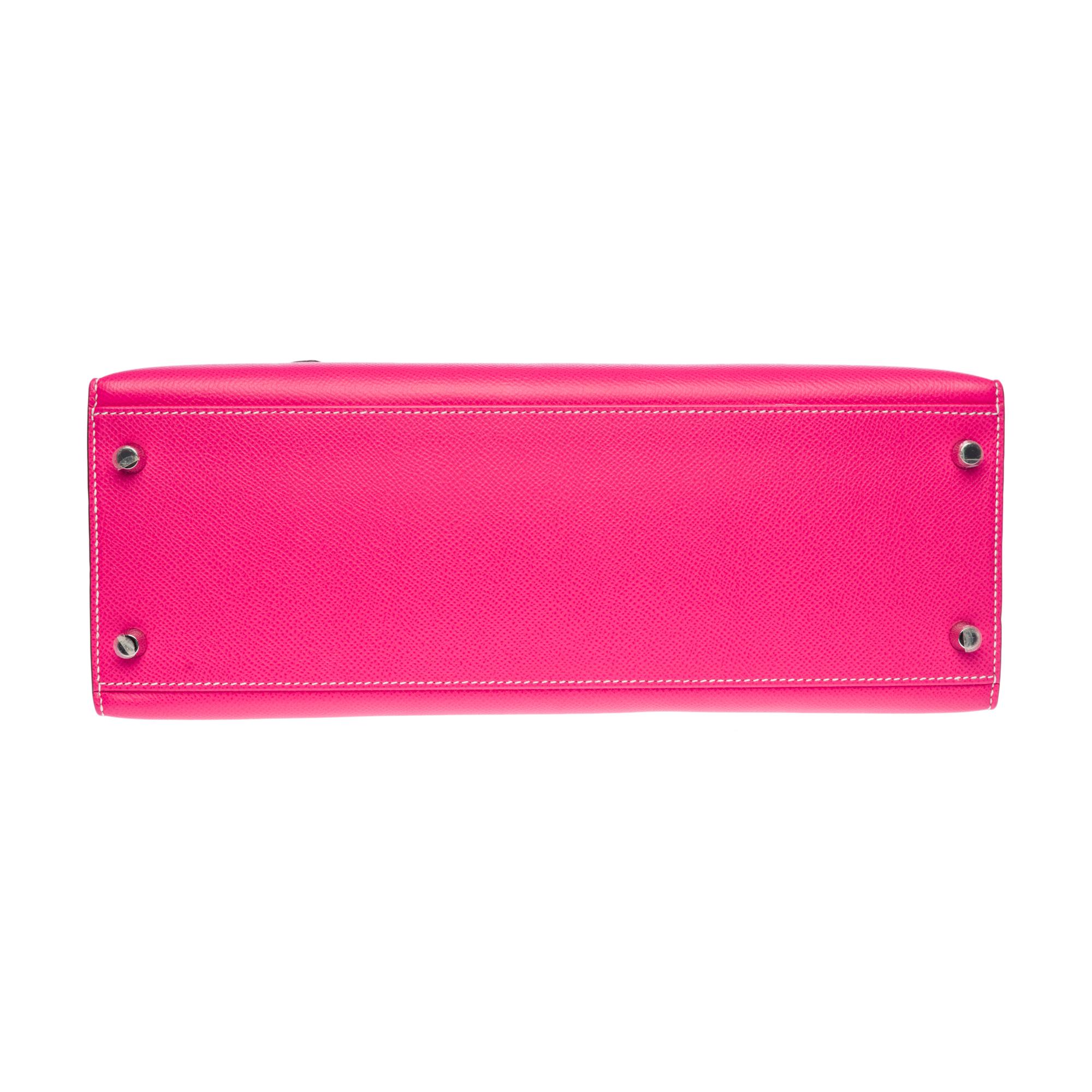 Hermès Kelly 32 sellier handbag strap in Rose lipstick epsom leather, SHW 5
