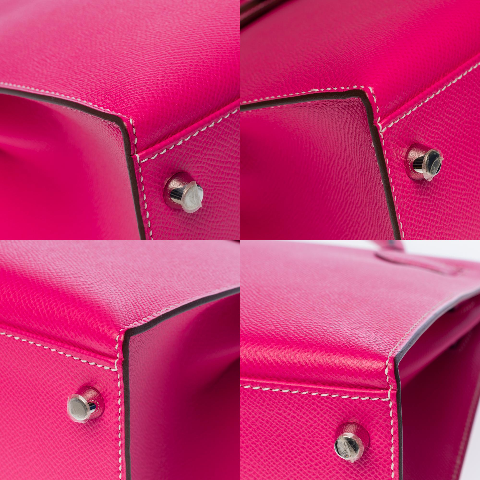 Hermès Kelly 32 sellier handbag strap in Rose lipstick epsom leather, SHW 6