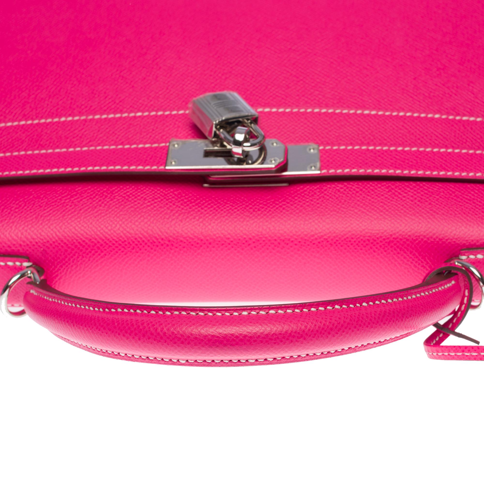Hermès Kelly 32 sellier handbag strap in Rose lipstick epsom leather, SHW 4
