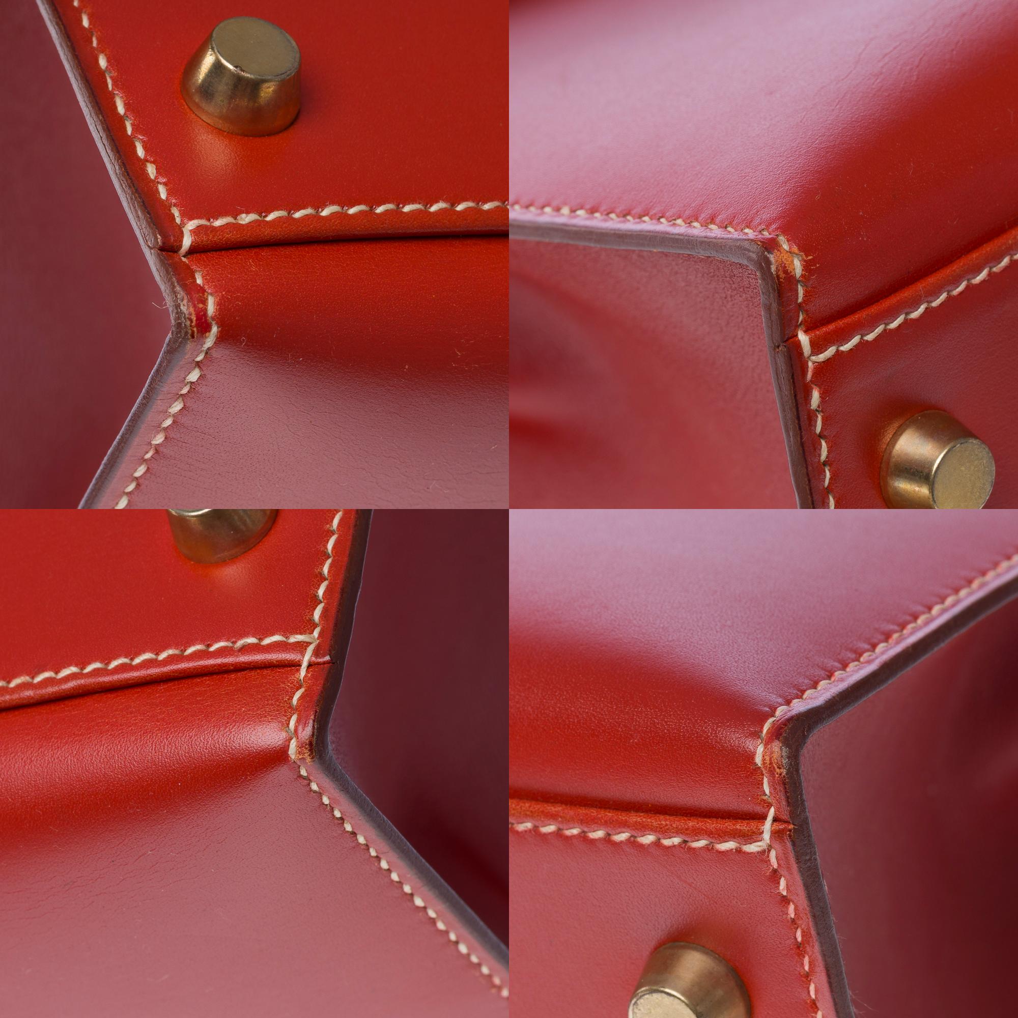 Hermès Kelly 32 sellier handbag strap in rouge brique box calfskin leather, GHW 8