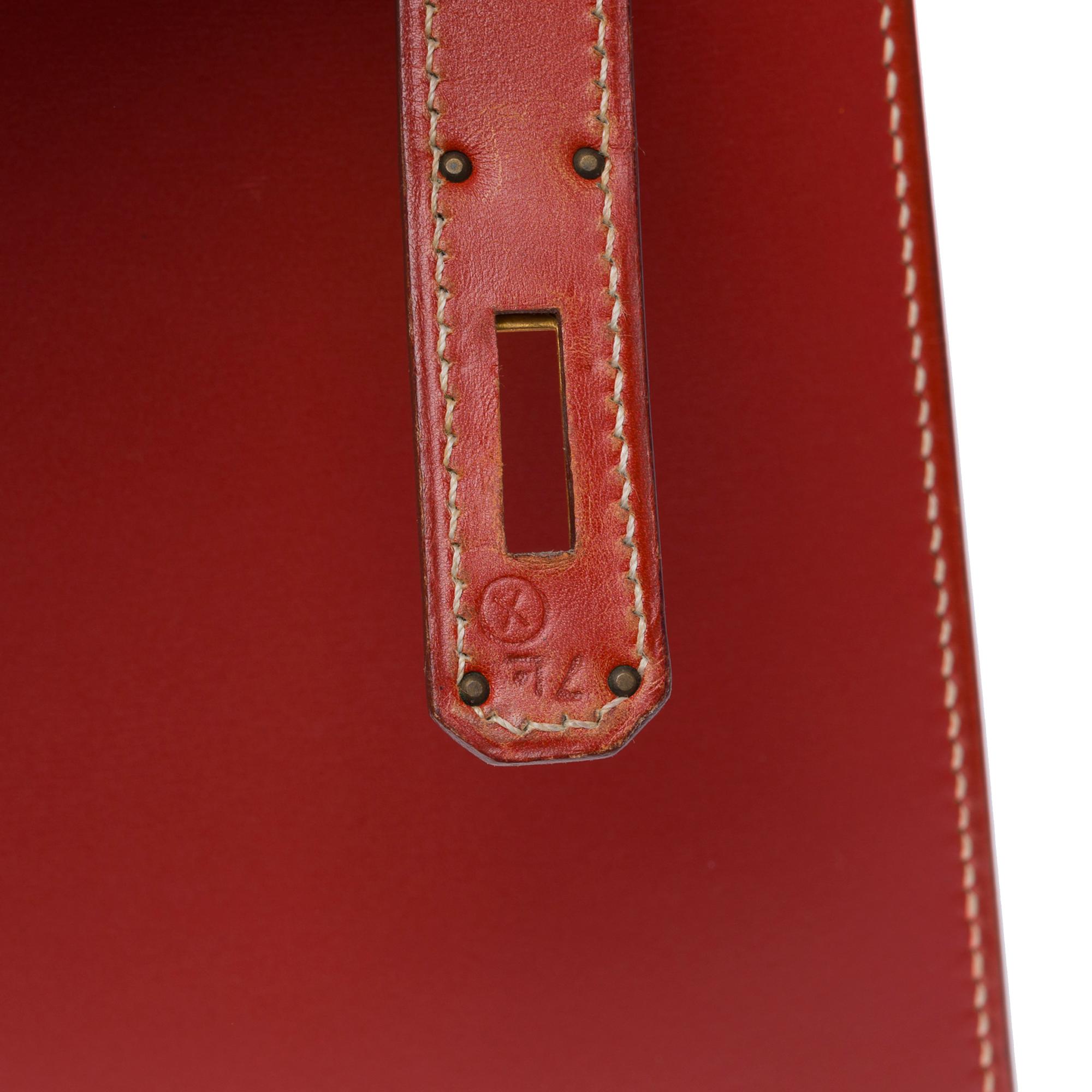 Hermès Kelly 32 sellier handbag strap in rouge brique box calfskin leather, GHW 4