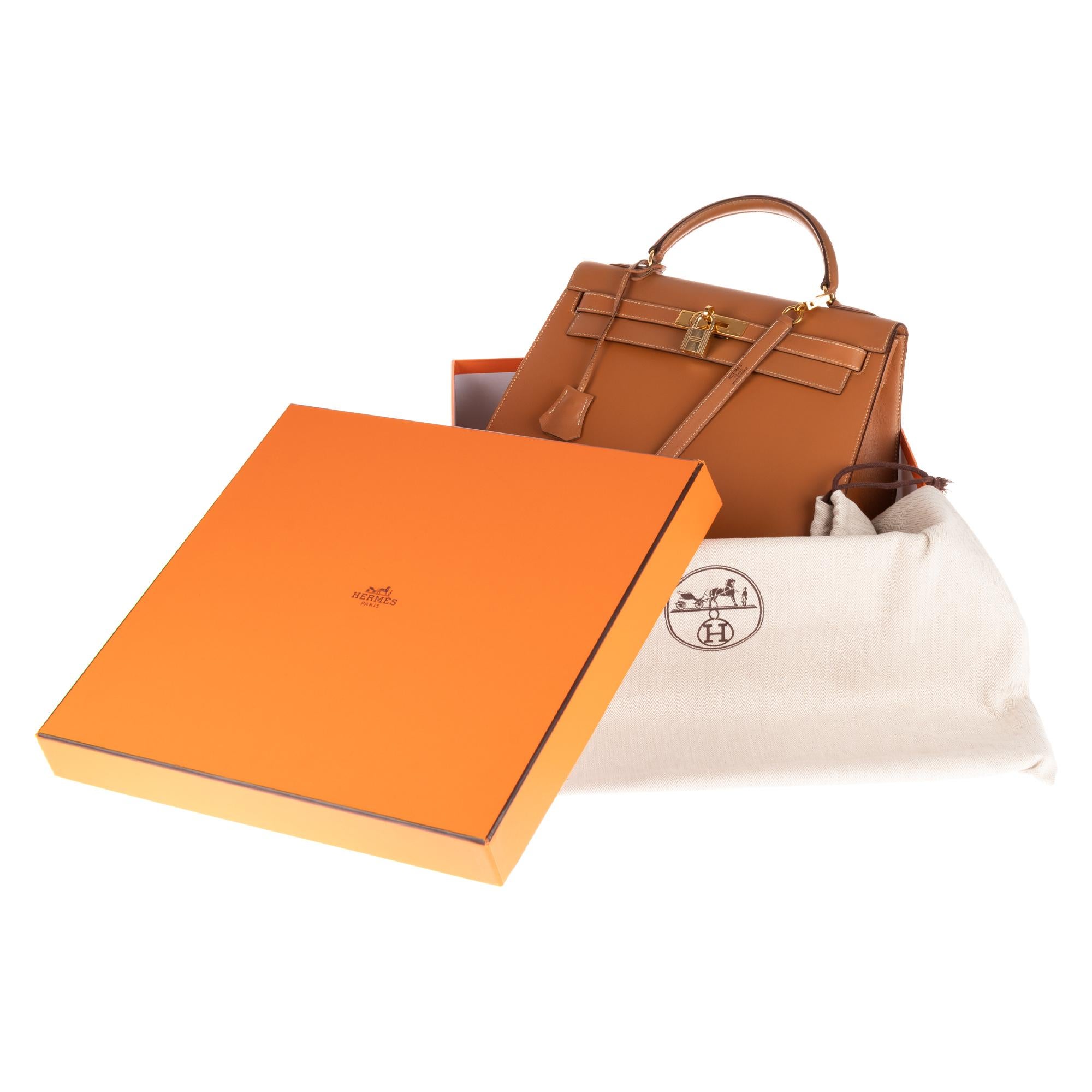 Hermès Kelly 32 sellier in Chamonix Gold leather with strap and Gold hardware ! 5