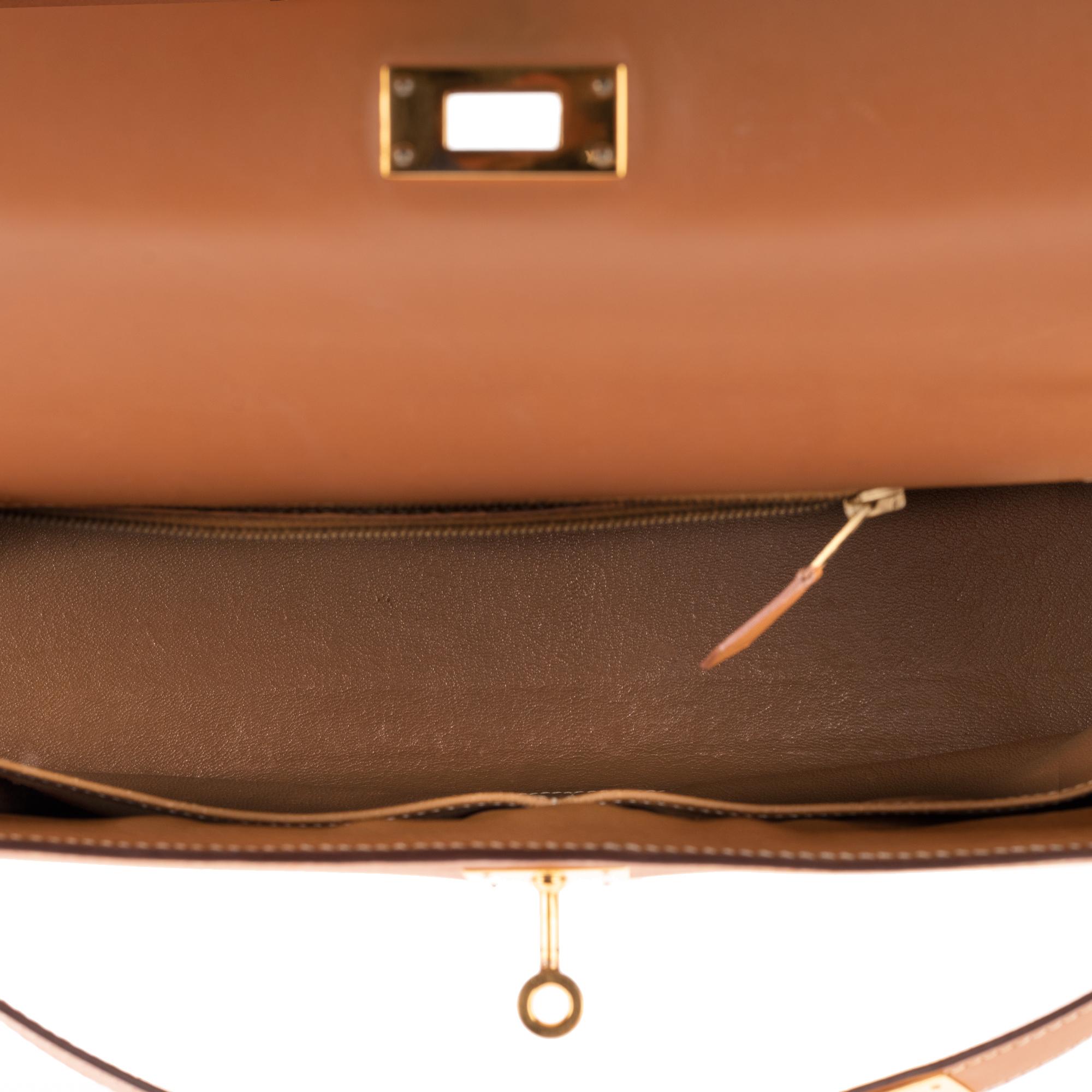 Hermès Kelly 32 sellier in Chamonix Gold leather with strap and Gold hardware ! 1