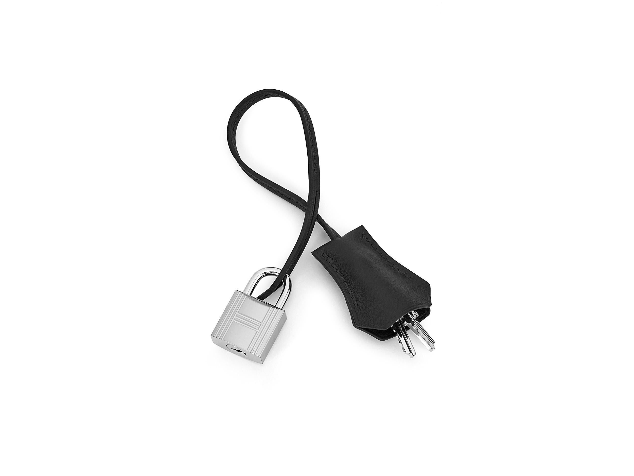 Hermès Kelly 32 Sellier Noir Berline Toile Palladium Hardware en venta 6