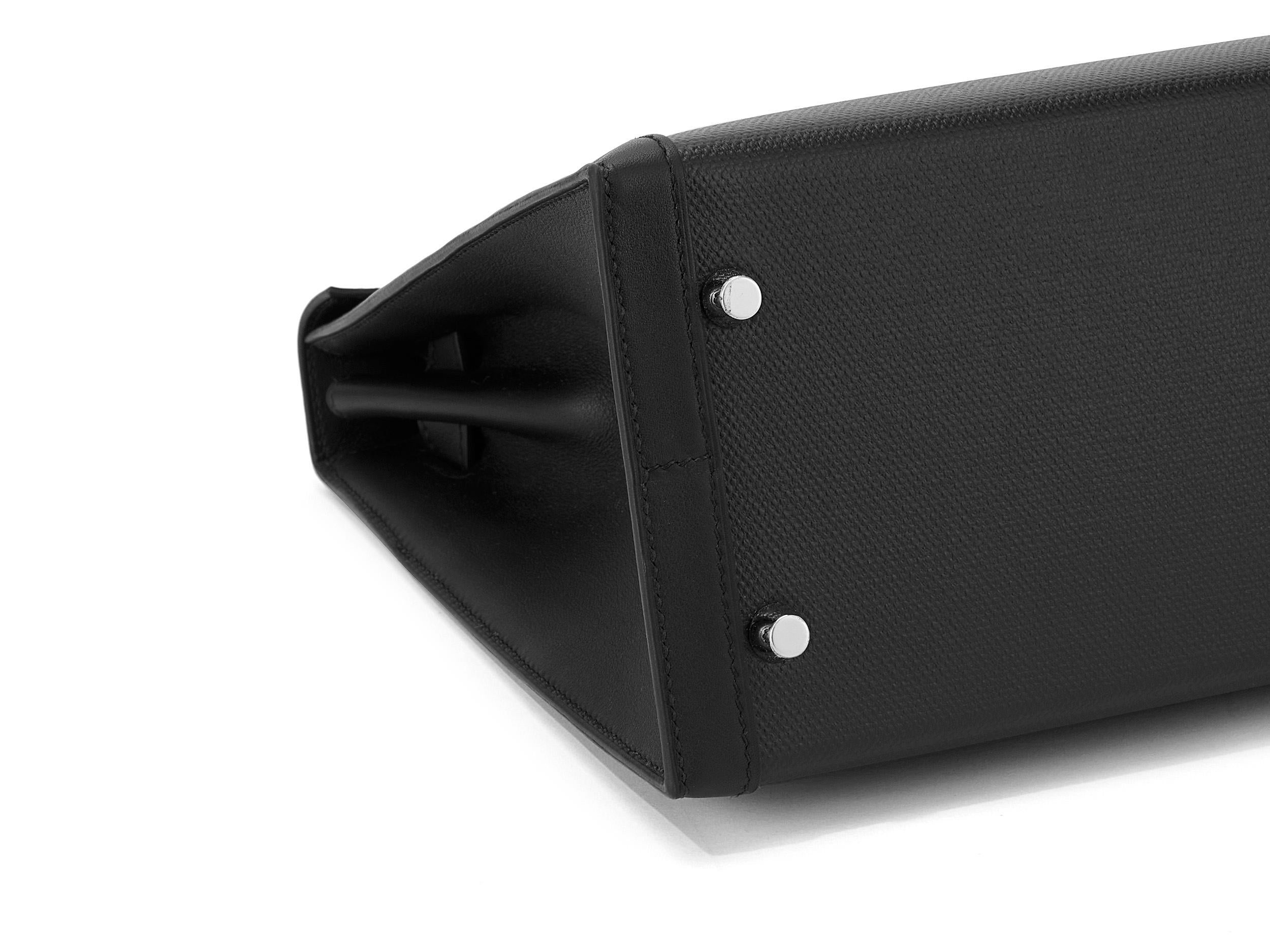 Hermès Kelly 32 Sellier Noir Berline Toile Palladium Hardware en venta 1
