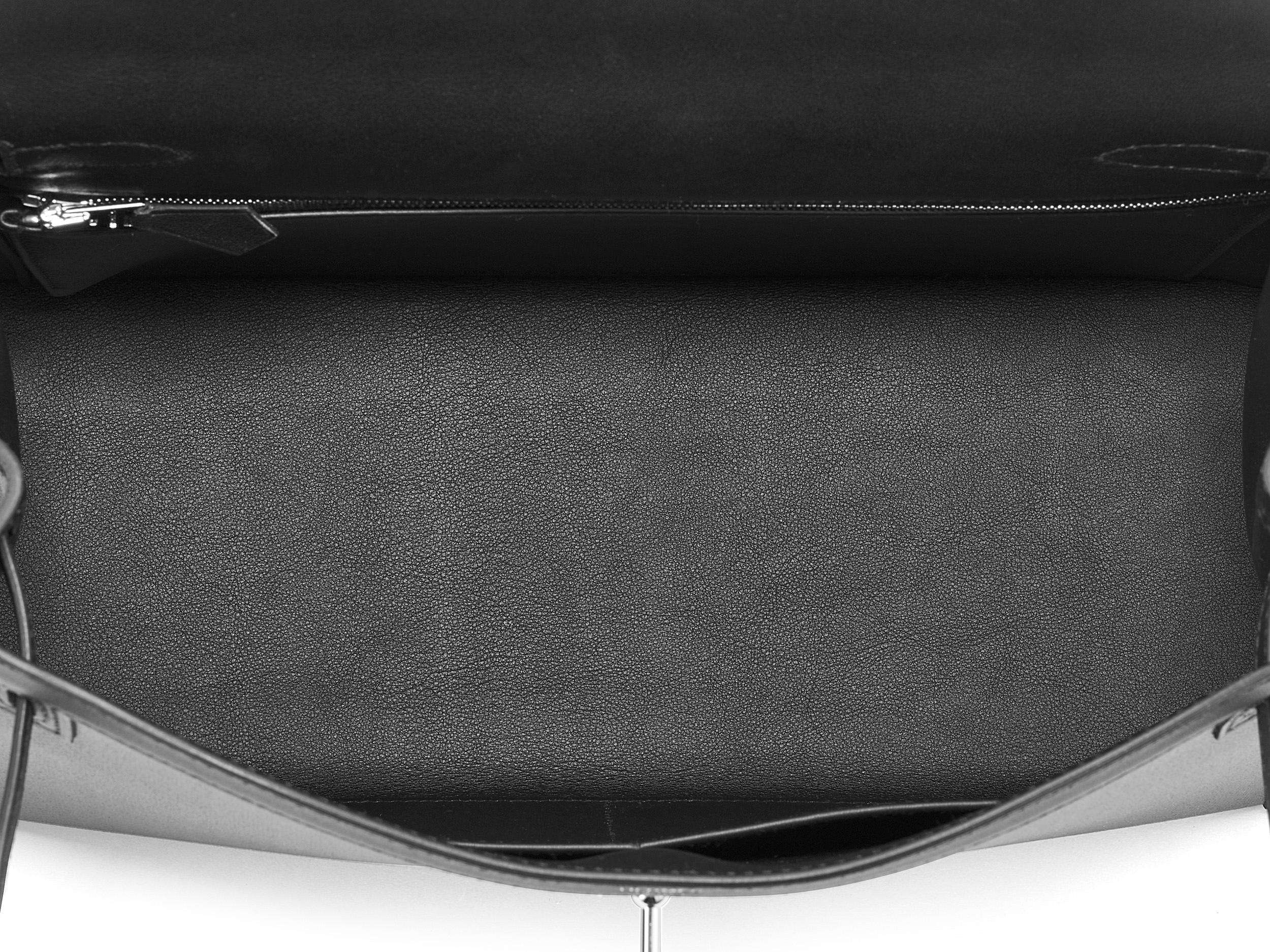 Hermès Kelly 32 Sellier Noir Berline Toile Palladium Hardware en venta 2