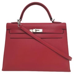 Hermes Kelly 32 Sellier Q5 Rouge Casaque Red Epsom Leather Palladium Hardware 20