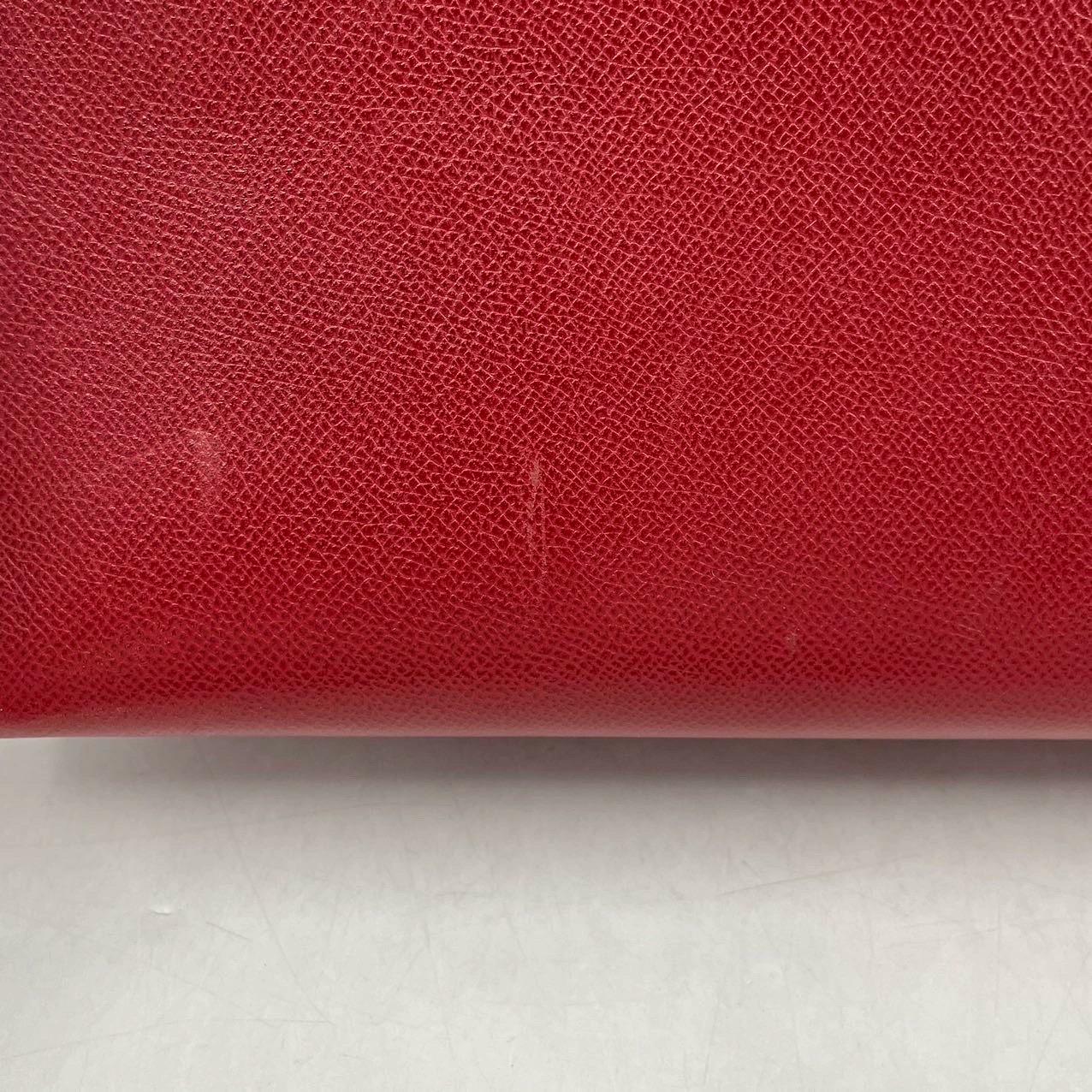 Hermes Kelly 32 Sellier Rouge Vif Red Courchevel Leather Gold HW 2003 For Sale 12
