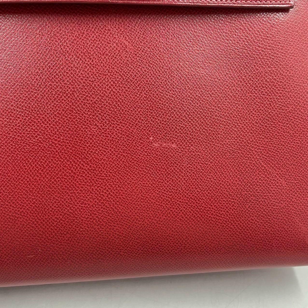 Hermes Kelly 32 Sellier Rouge Vif Red Courchevel Leather Gold HW 2003 For Sale 13