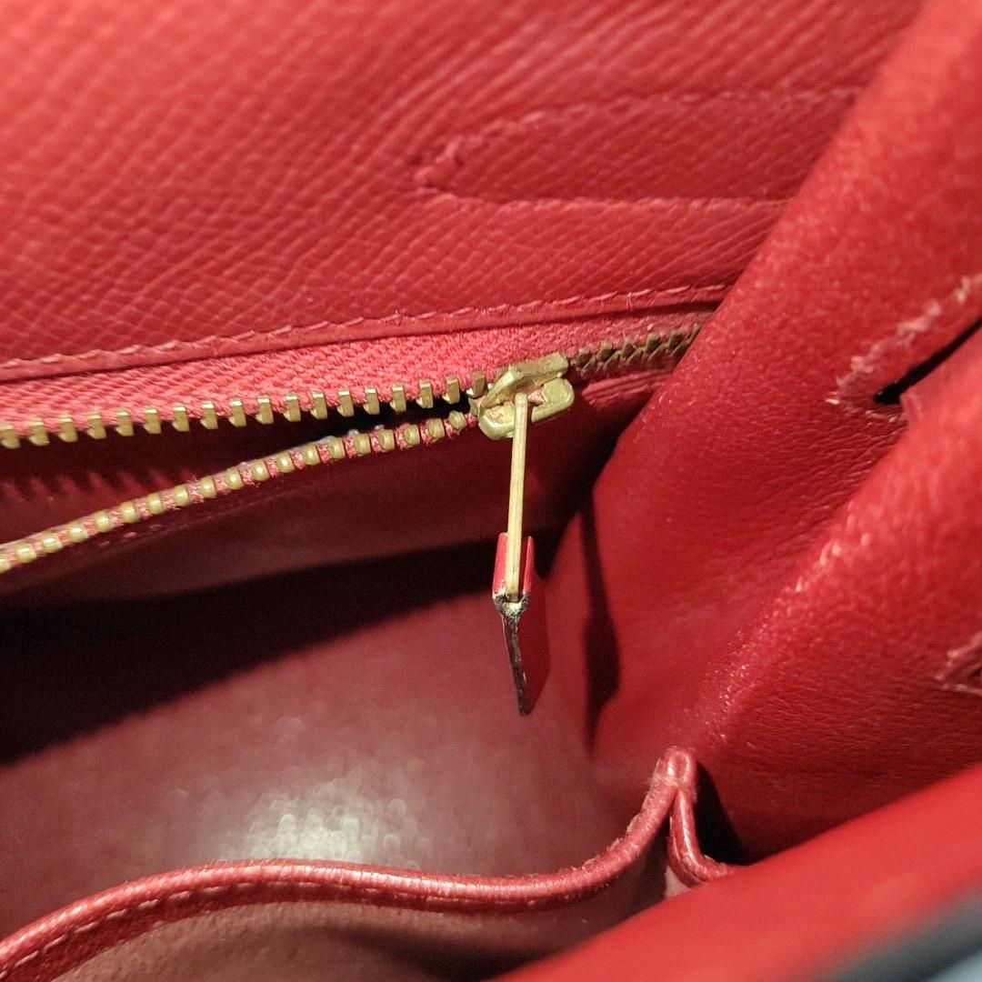 Hermes Kelly 32 Sellier Red Epsom Leather Gold HW Circle S Stamp 1989 8