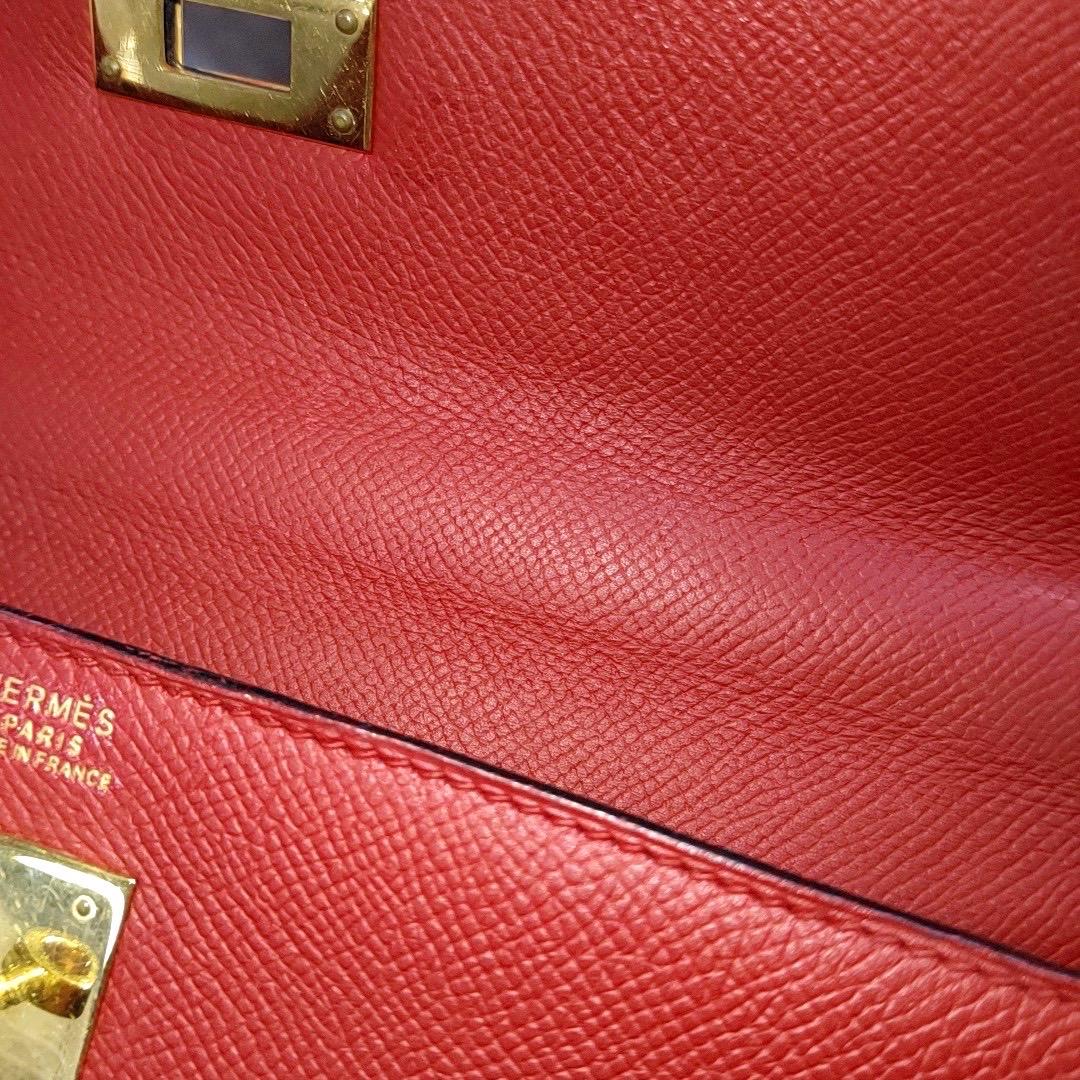 Hermes Kelly 32 Sellier Red Epsom Leather Gold HW Circle S Stamp 1989 11