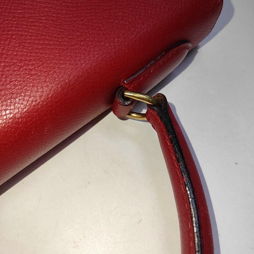 Hermes Kelly 32 Sellier Red Epsom Leather Gold HW Circle S Stamp 1989 12