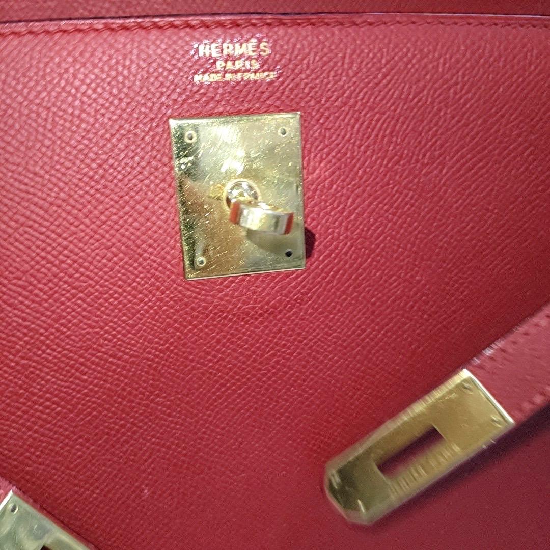 Hermes Kelly 32 Sellier Red Epsom Leather Gold HW Circle S Stamp 1989 4