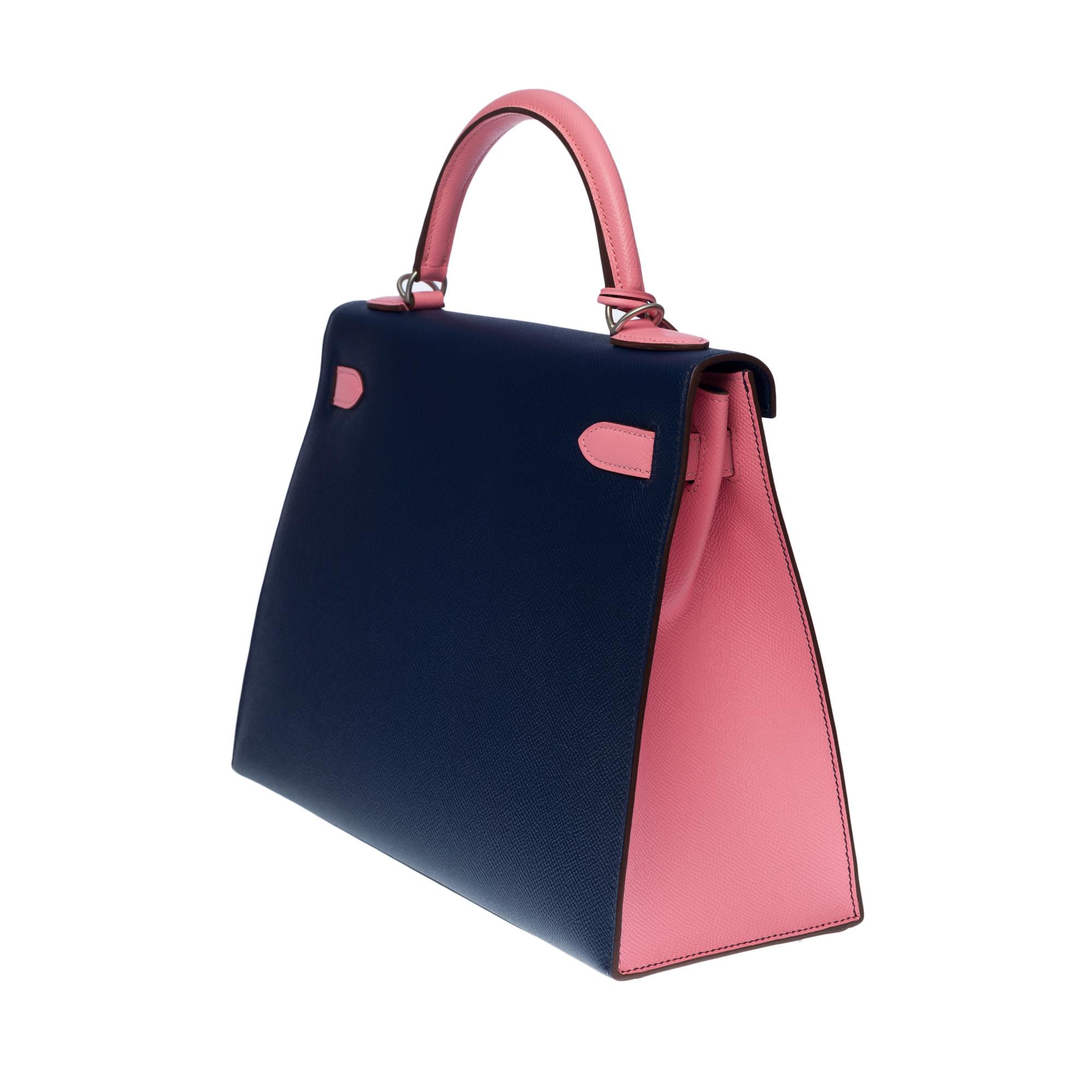 Hermès Kelly 32 sellier Special Order (HSS) in Pink and Blue Epsom leather, BSHW 1