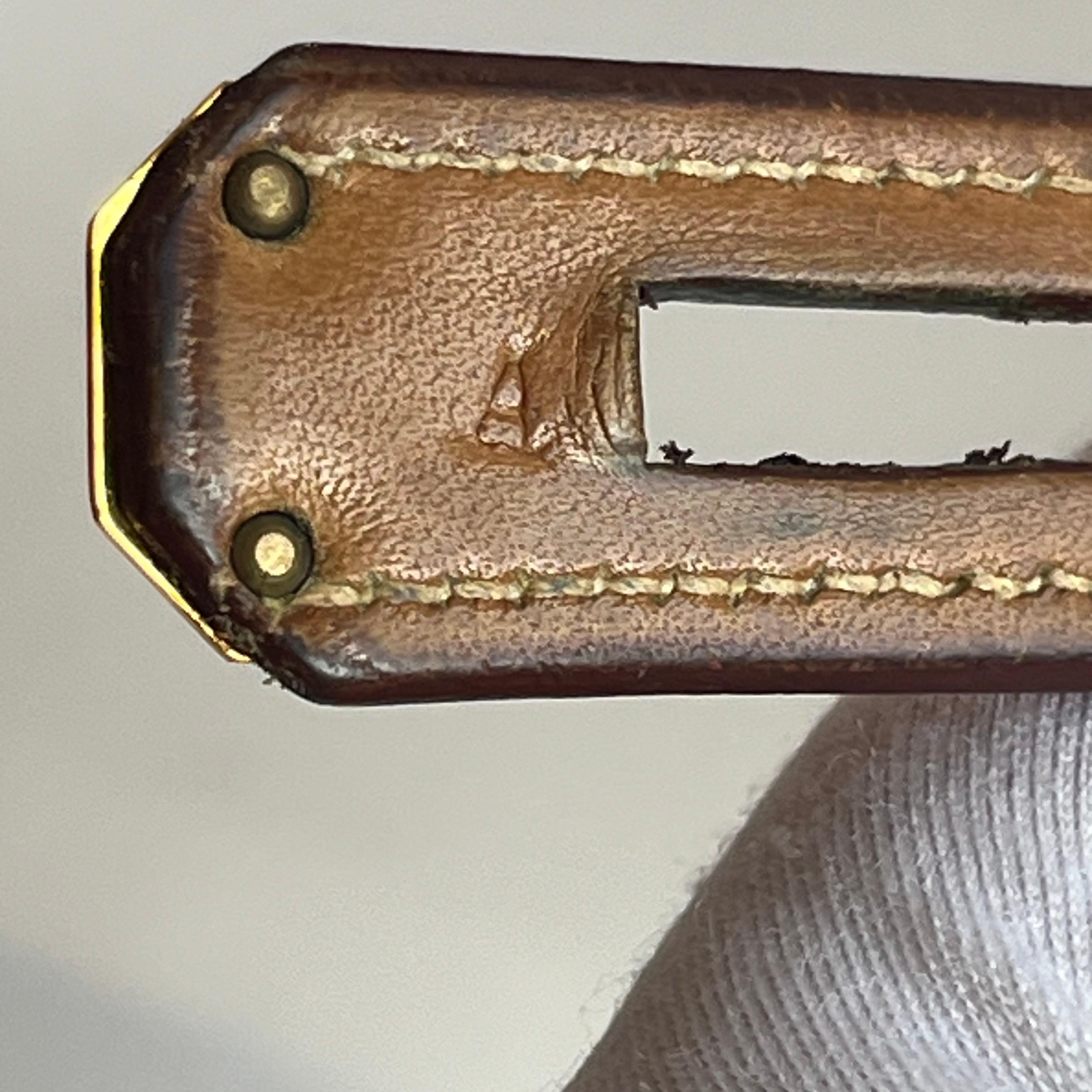 Hermes Kelly 32 Sellier Vintage Naturleder und Canvas Gold Hardware im Angebot 8