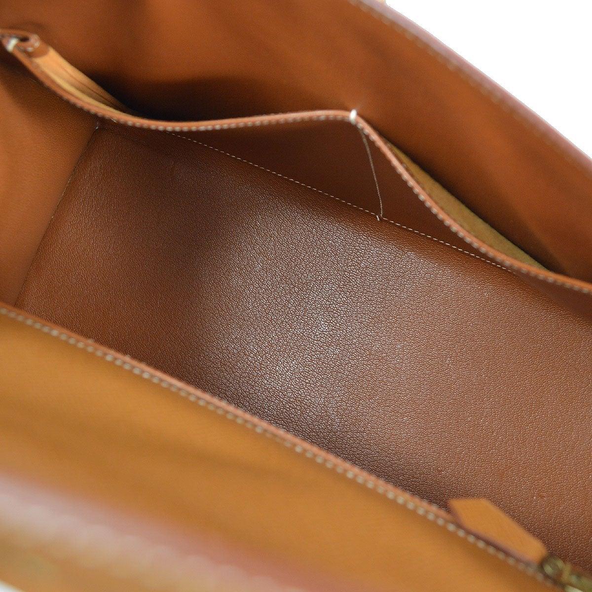 Women's HERMES Kelly 32 Tan Beige Cognac Leather Gold Top Handle Shoulder Tote Bag