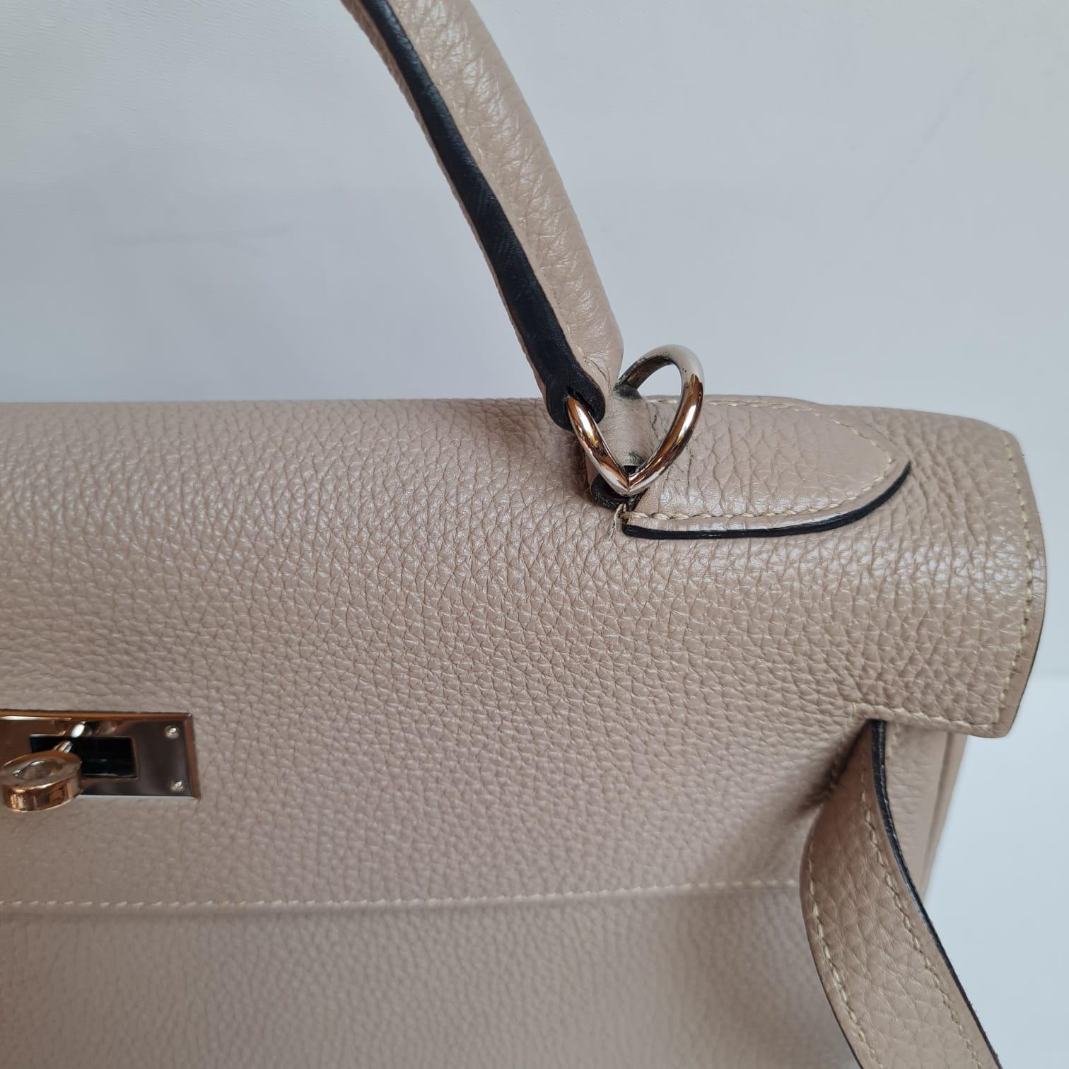 Hermes Kelly 32 Togo Gris Tourtelle Bag PHW 10