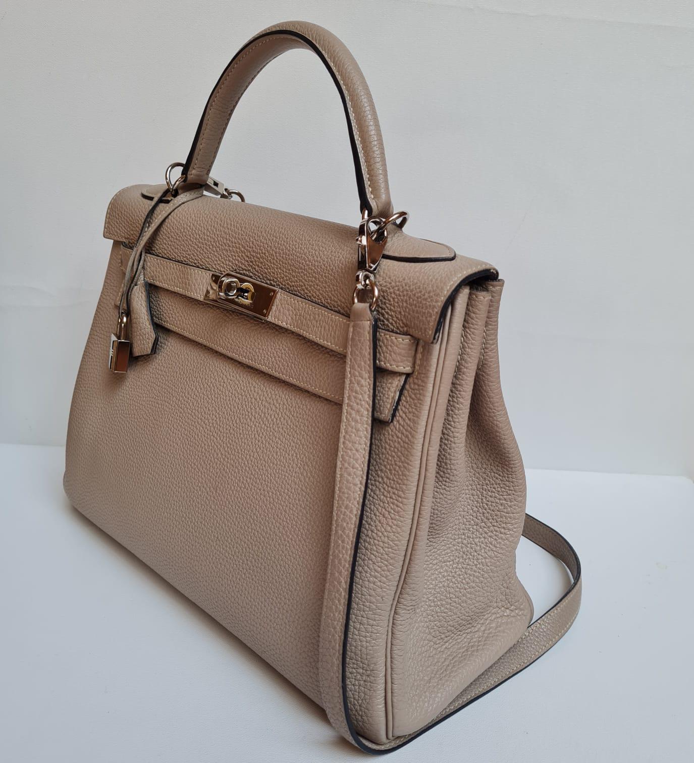 Hermes Kelly 32 Togo Gris Tourtelle Bag PHW 14