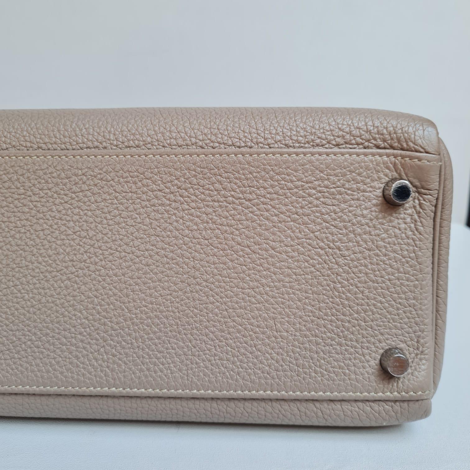 Women's or Men's Hermes Kelly 32 Togo Gris Tourtelle Bag PHW