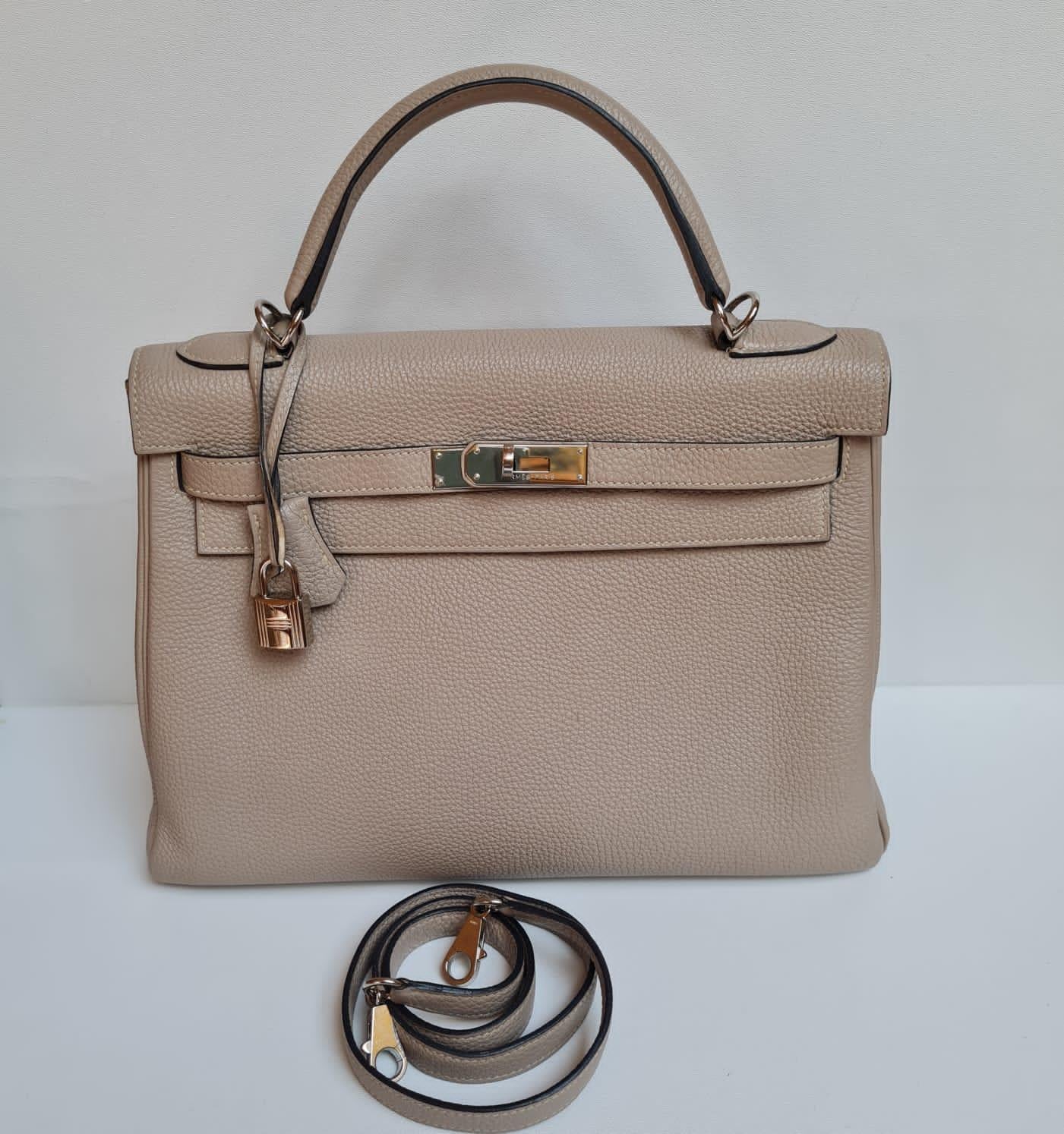 Hermes Kelly 32 Togo Gris Tourtelle Bag PHW 4