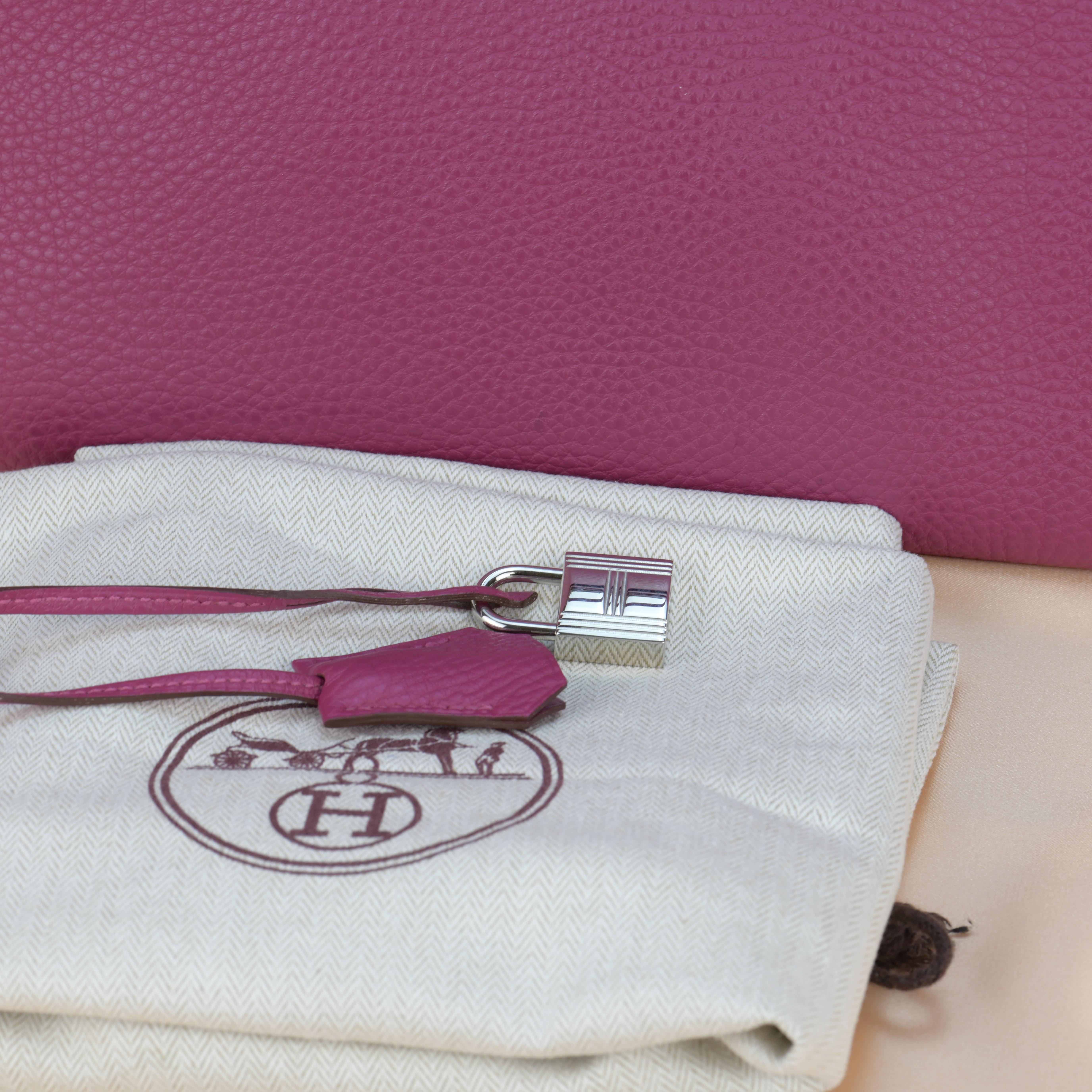 Pink Hermès Kelly 32 Tosca Togo Leather with Palladium Hardware