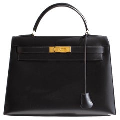 Hermes Kelly 32 Veau Box Calf 1998 Black GHW Bag