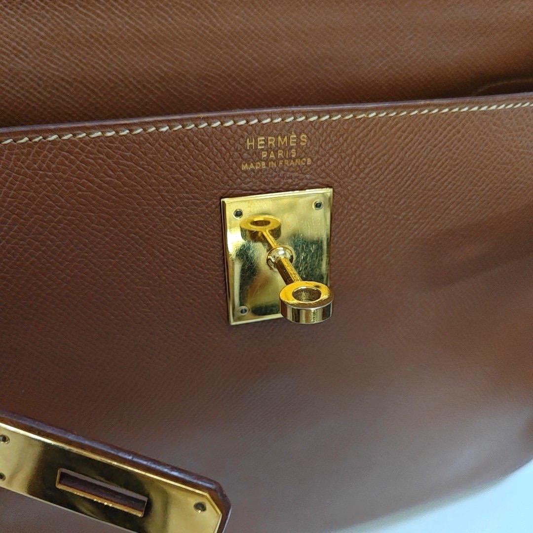Hermes Kelly 32 Vintage Gold Epsom Retourne Gold Hardware 1993 For Sale 5