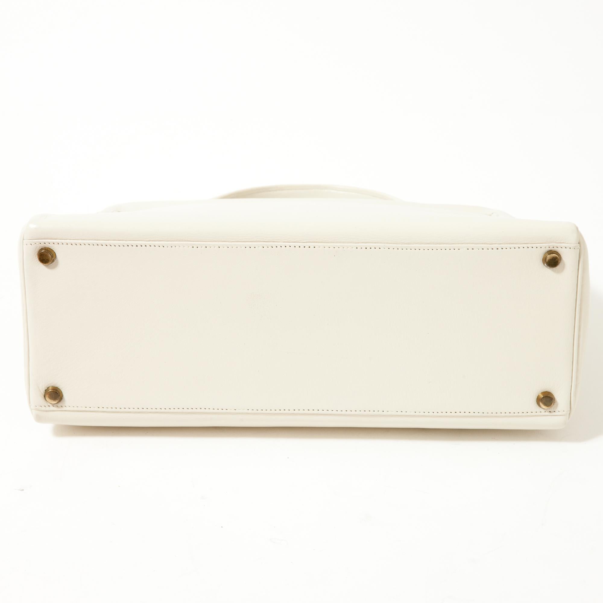 Hermes Kelly 32 White Leather Bag In Good Condition In Paris, IDF