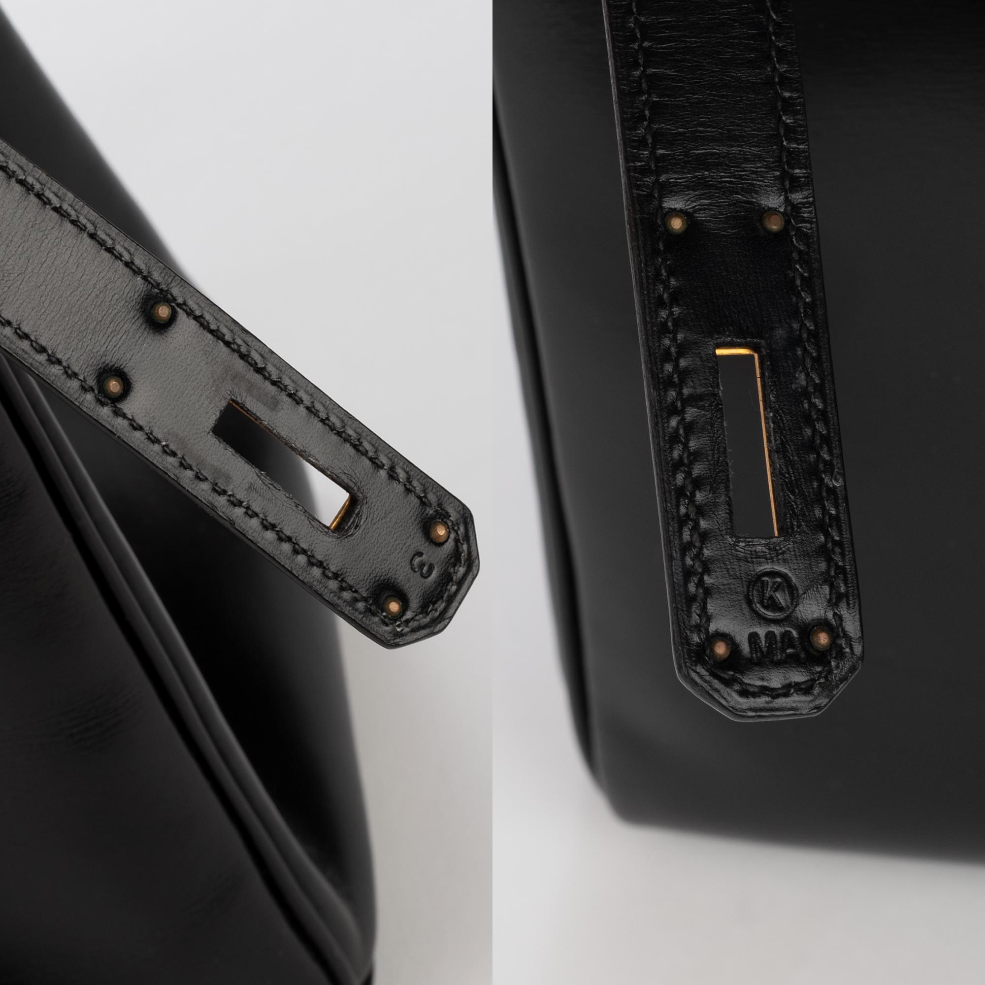 Women's Hermes Kelly 32cm Black Box Leather Handbag