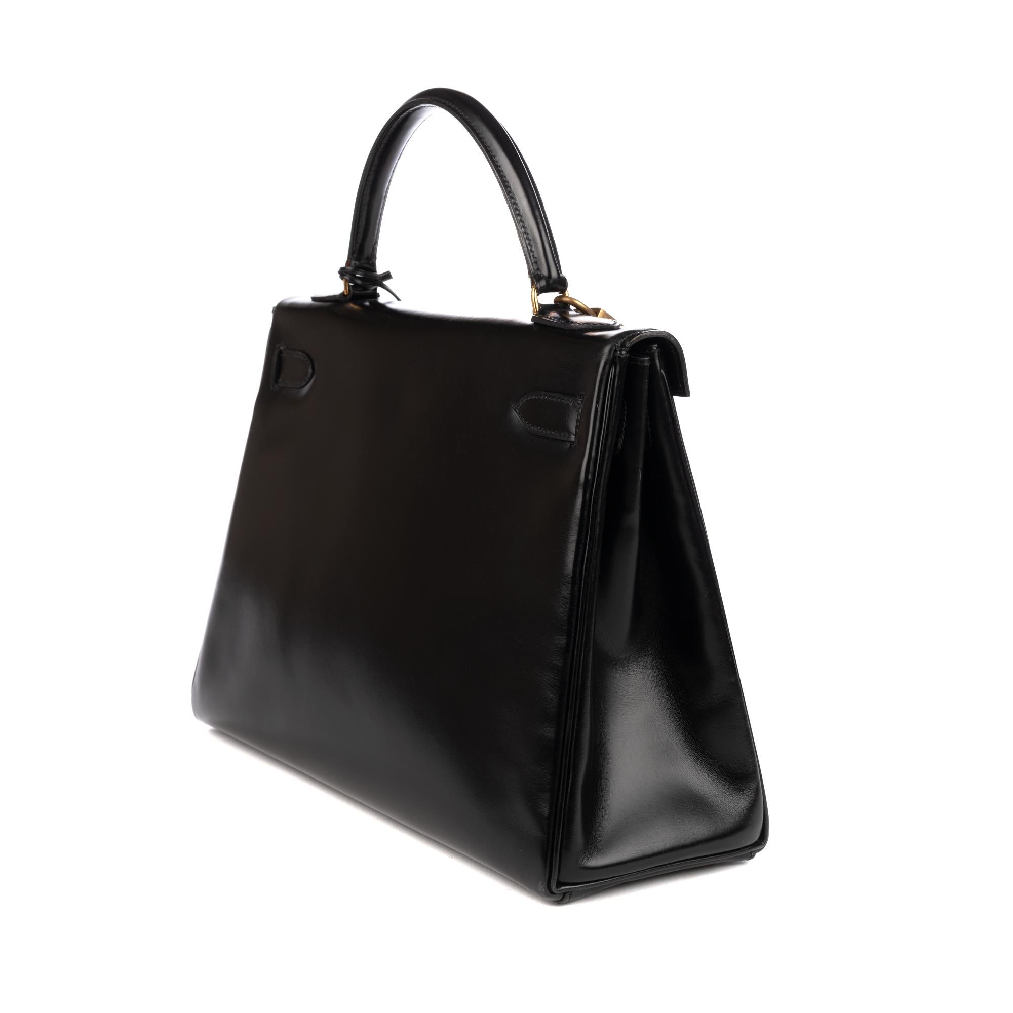 Hermes Kelly 32cm Black Box Leather Handbag 3